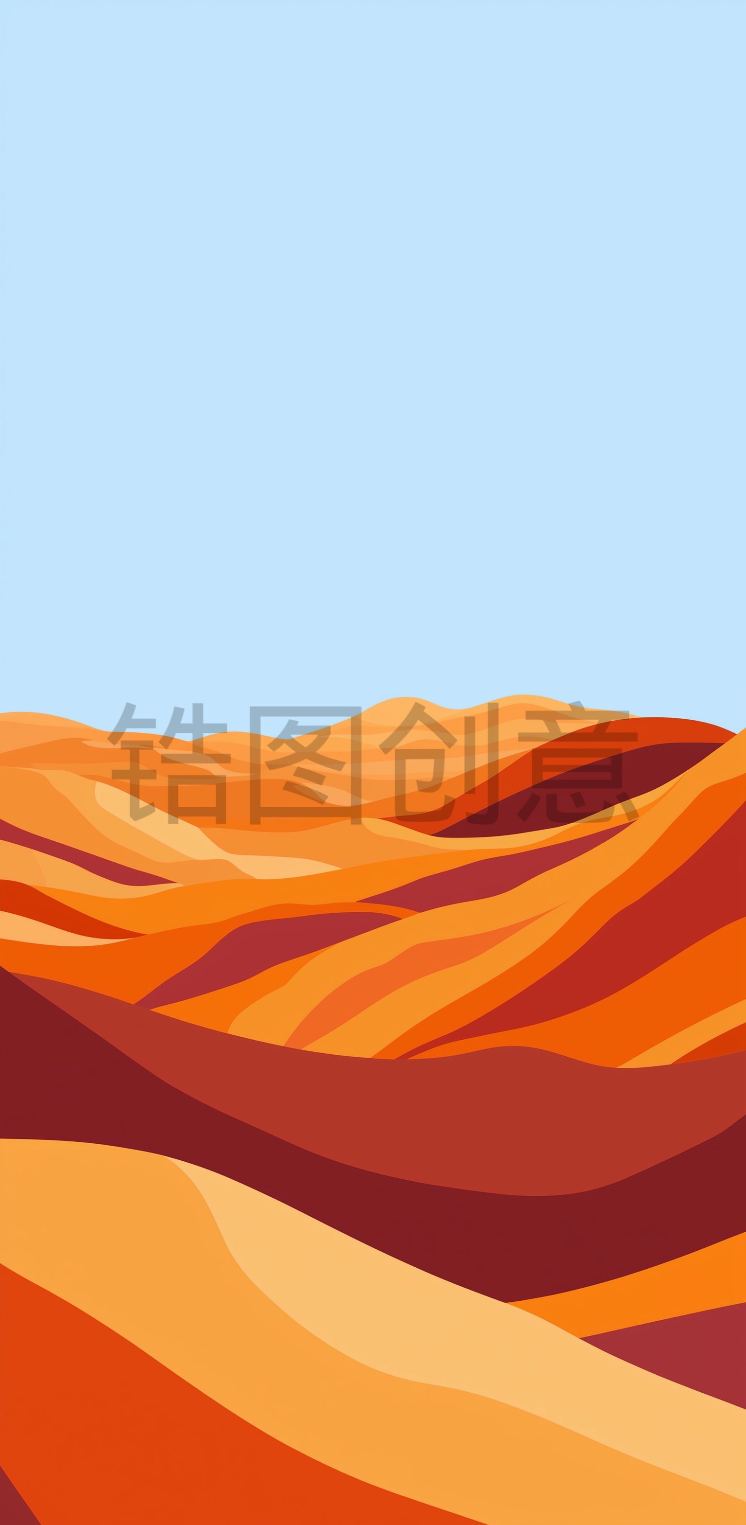渐变红色沙丘，简单线条，极简主义，节日氛围，高清壁纸