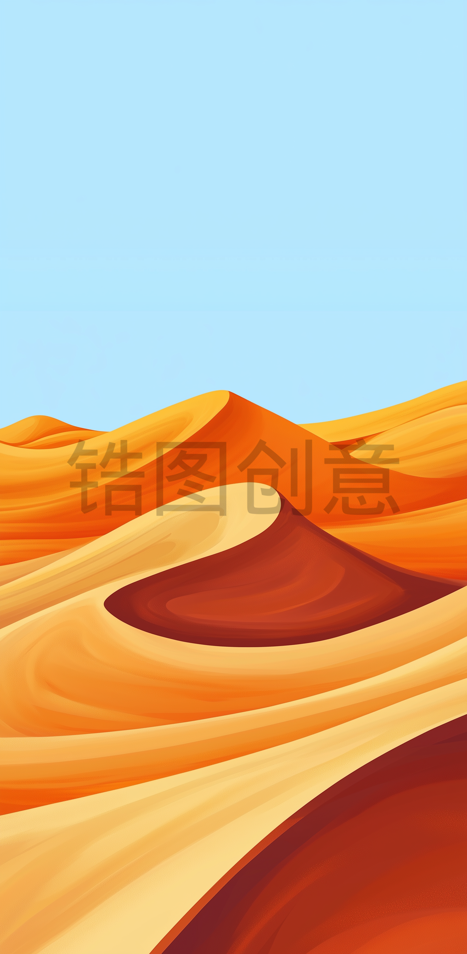 橙色渐变沙丘，简单线条，极简主义，节日氛围，高清壁纸
