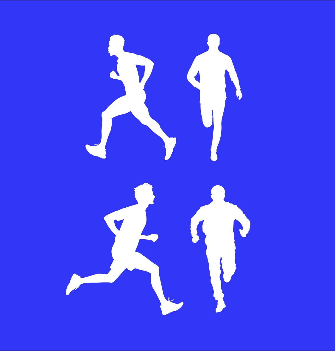 青年节奔跑运动的人物剪影元素