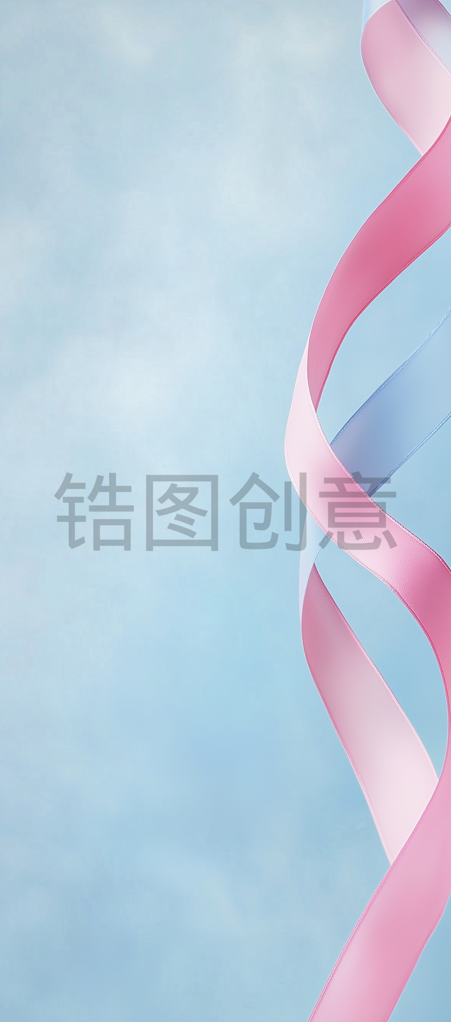 蓝色时尚小清新抽象动感飘带丝带简约背景