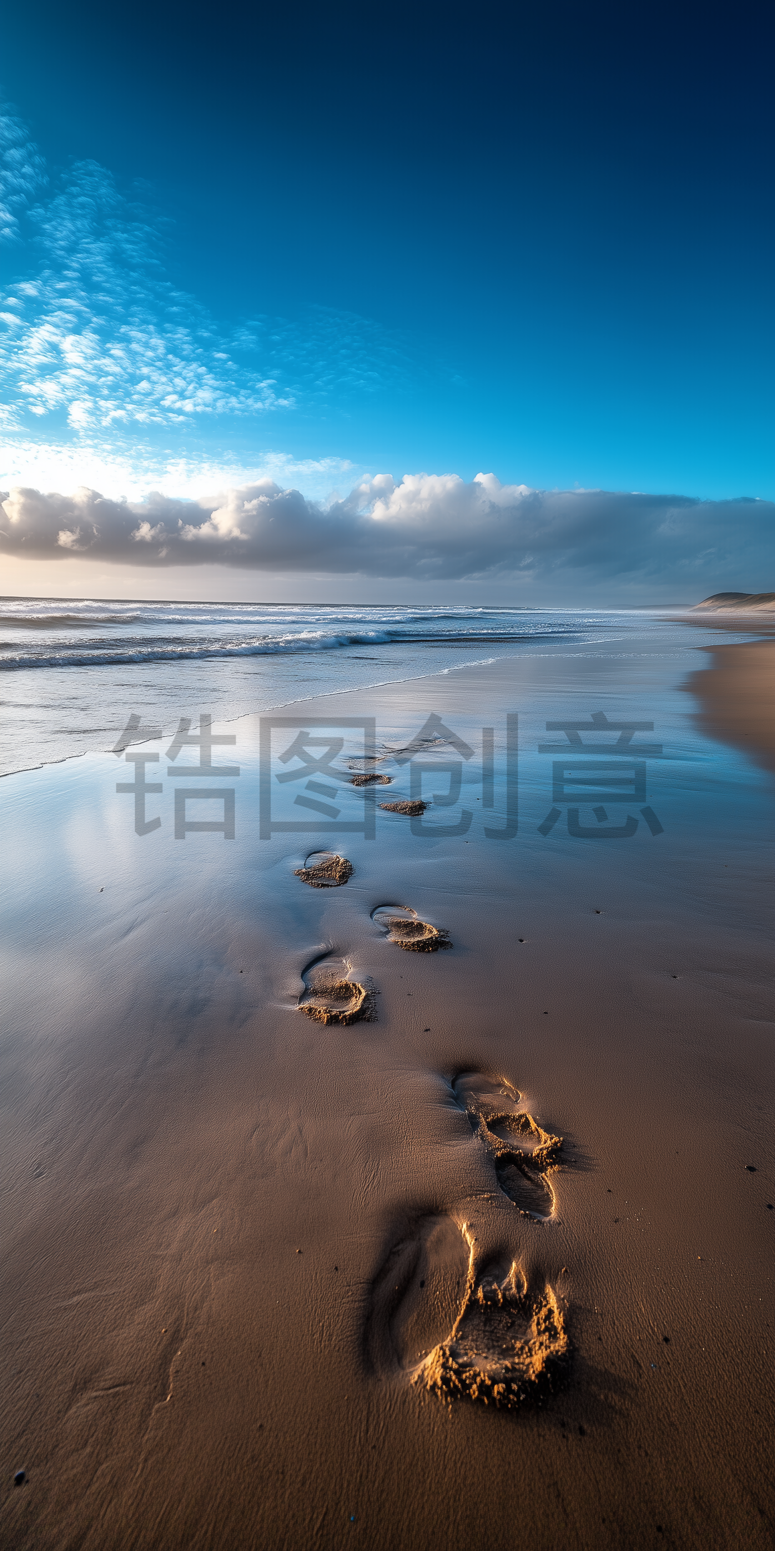 海滩，太阳在海上升起，波浪，沙滩，宁静的早晨，阳光，广角，海洋，海岸，日出
