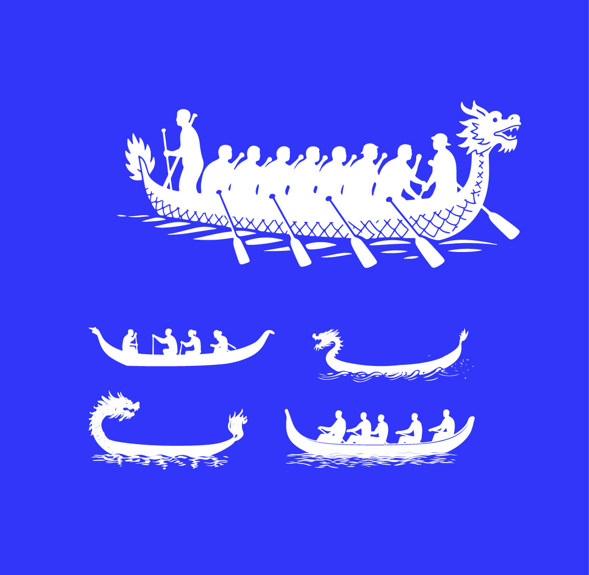 端午节赛龙舟人物剪影