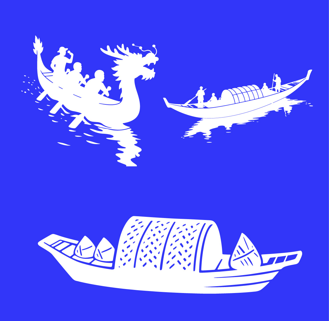 端午节龙舟船剪影