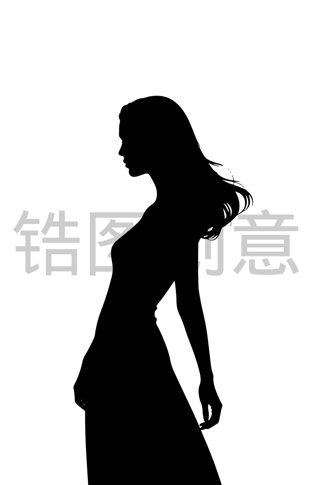 母亲节妇女节女生女性人物剪影元素
