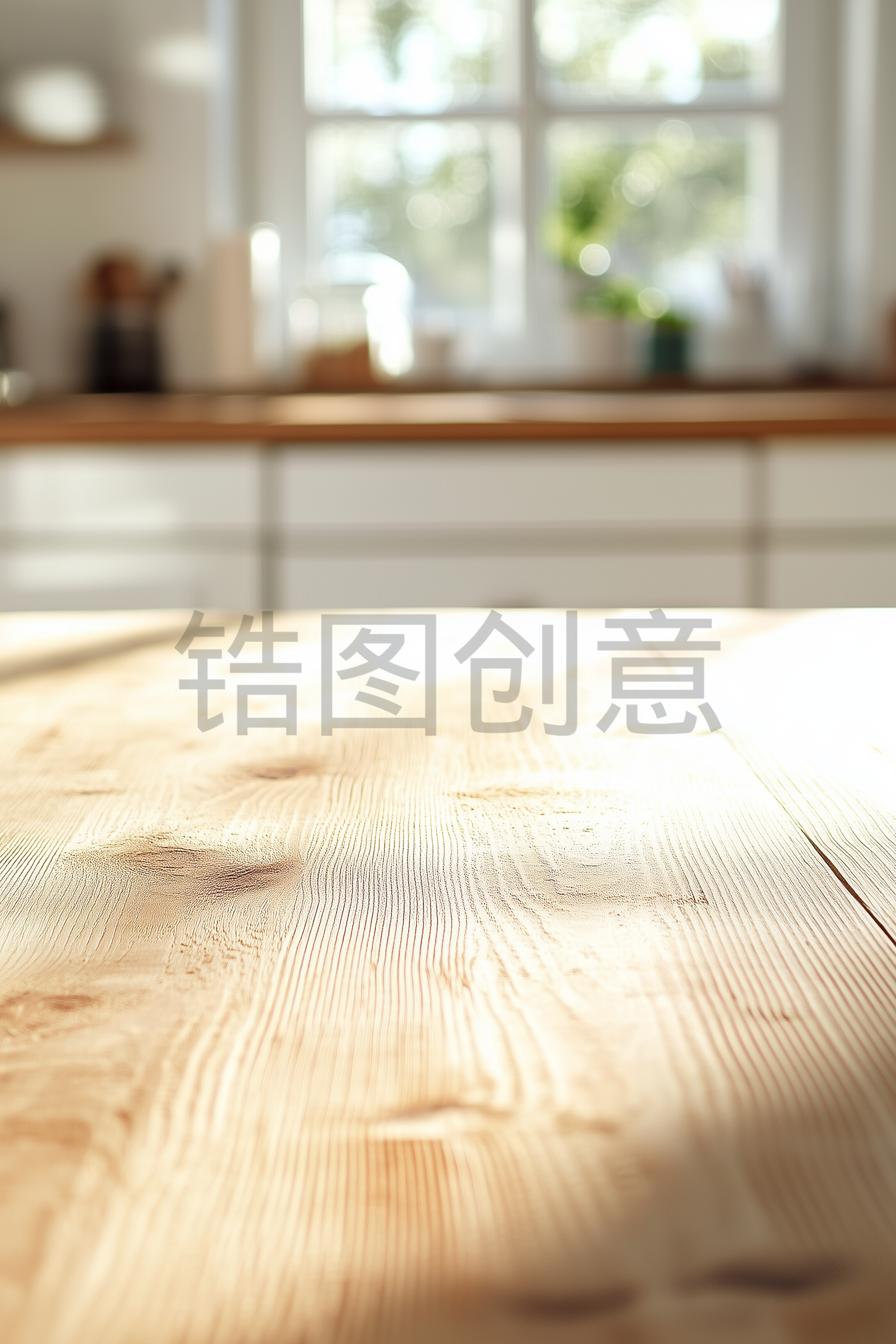 日式风格空木桌面的顶部角落特写模糊的背景