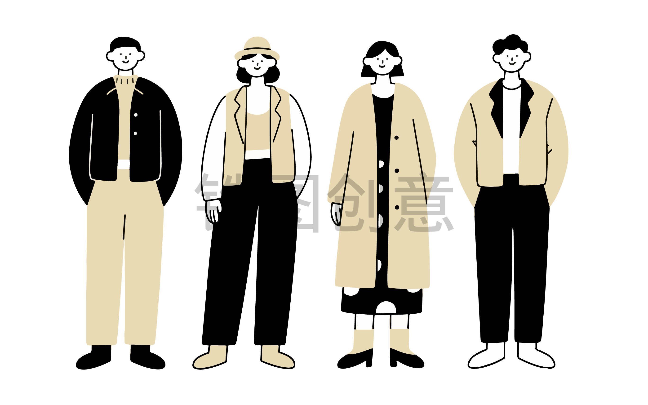 卡通系列-插画卡通人物男女贴纸