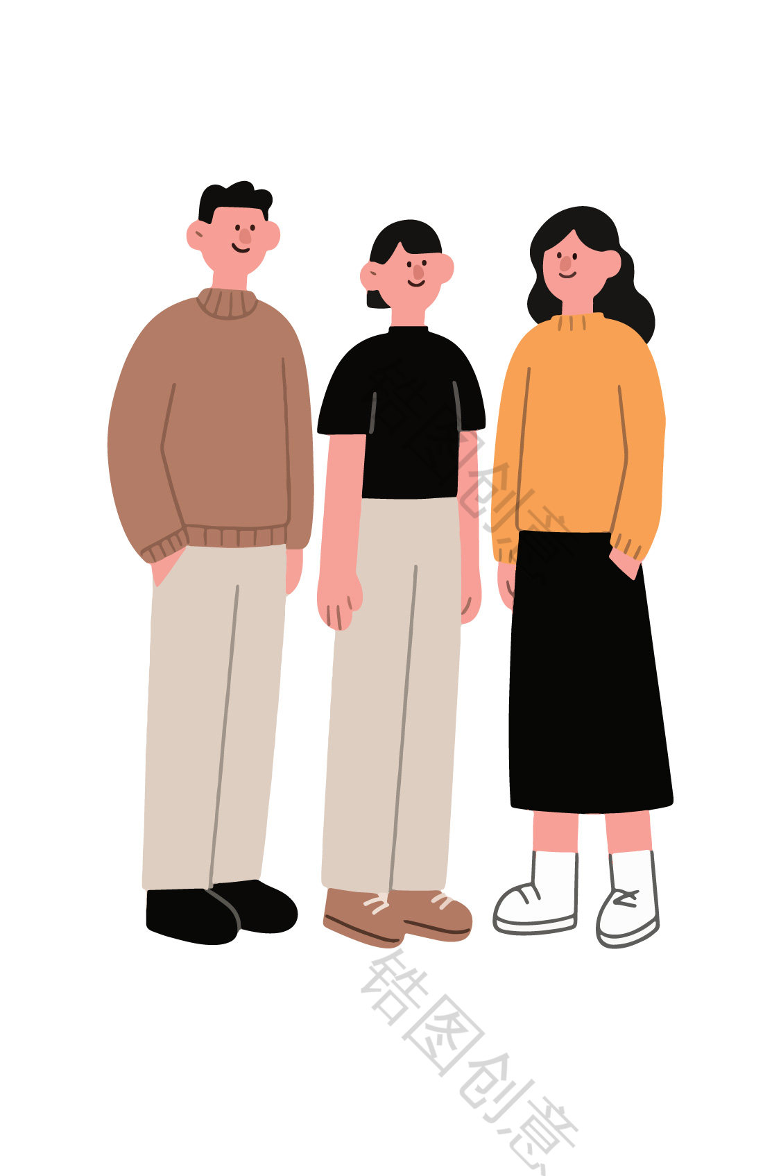 卡通系列-插画卡通人物男女贴纸