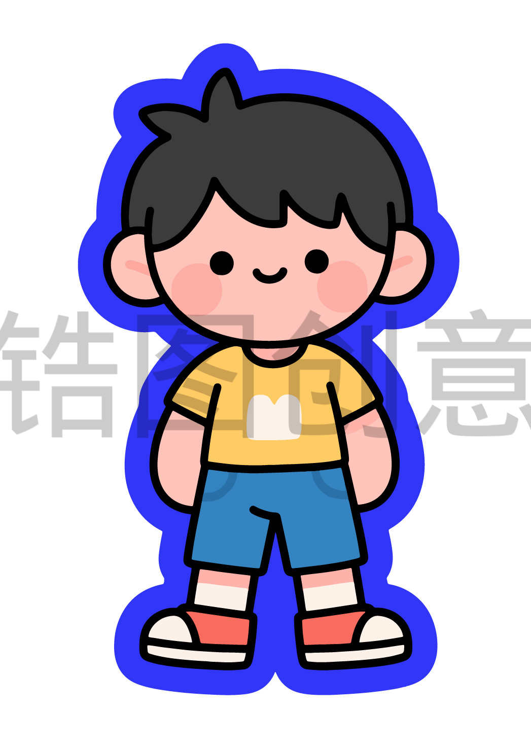 人物系列-插画卡通人物男生小男孩贴纸