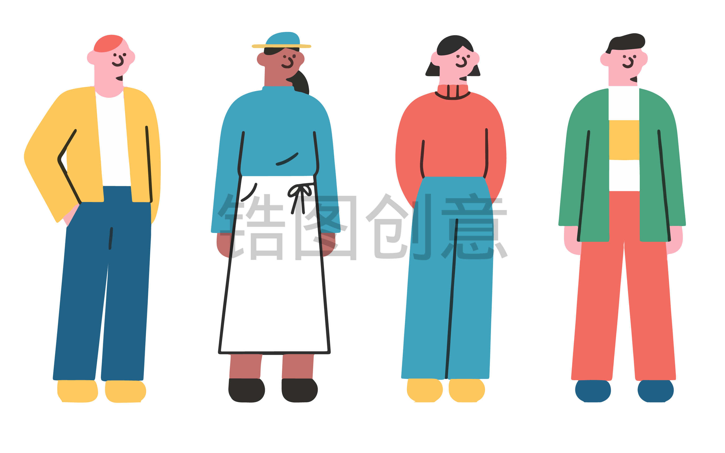 卡通系列-插画卡通职场人物男女贴纸