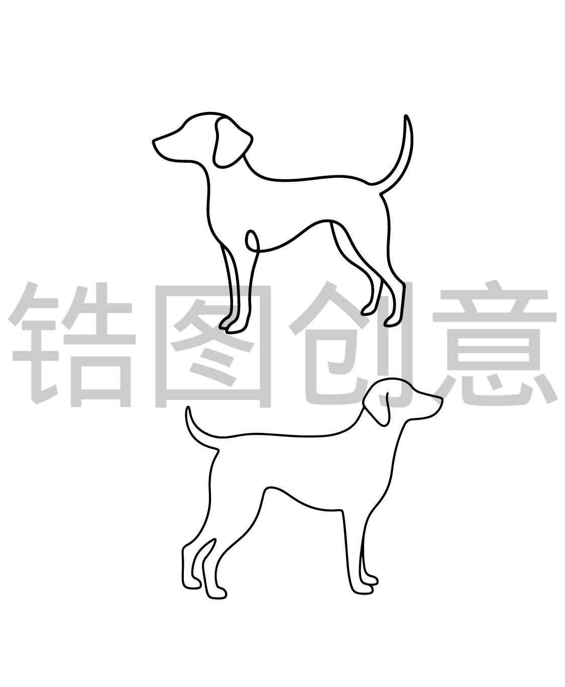 镐图创意-动物系列简单线条轮廓狗动物元素