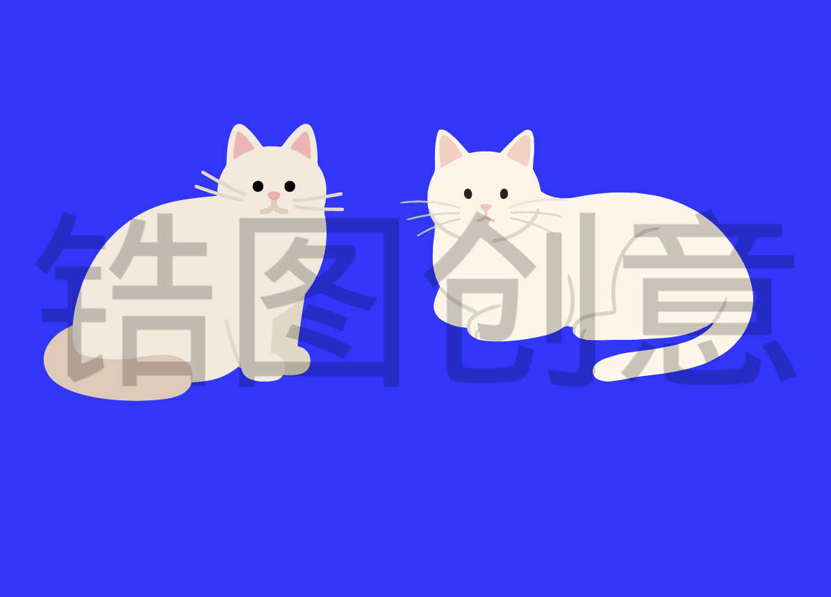 卡通动物系列-扁平简单可爱猫动物元素