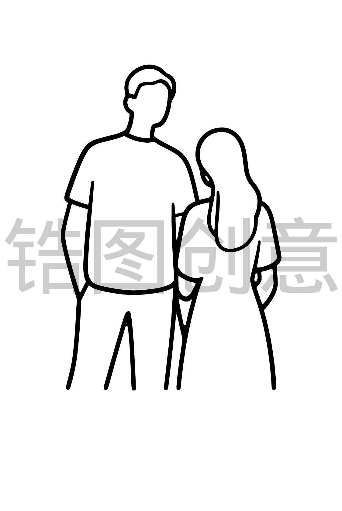 镐图创意-情侣男人女人人物线条线稿轮廓元素