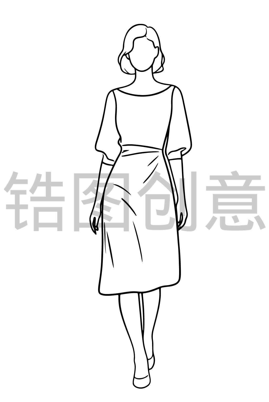 镐图创意-女神节母亲节女人女生人物线条线稿轮廓元素