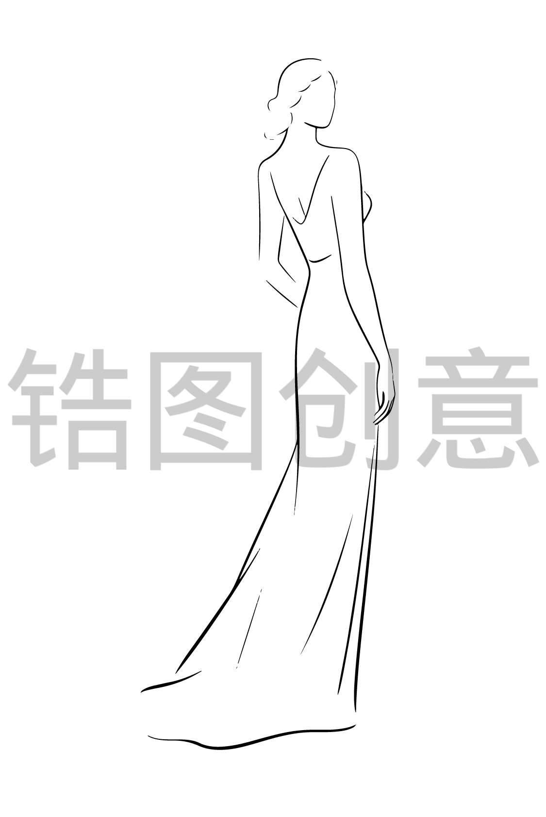 镐图创意-女神节母亲节女人女生人物线条线稿轮廓元素