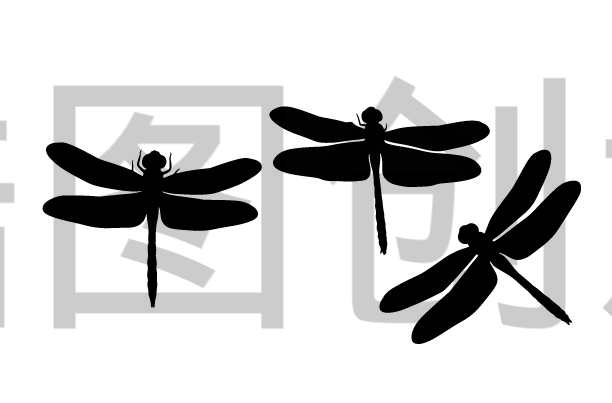 锆图创意-动物系列蜻蜓剪影元素