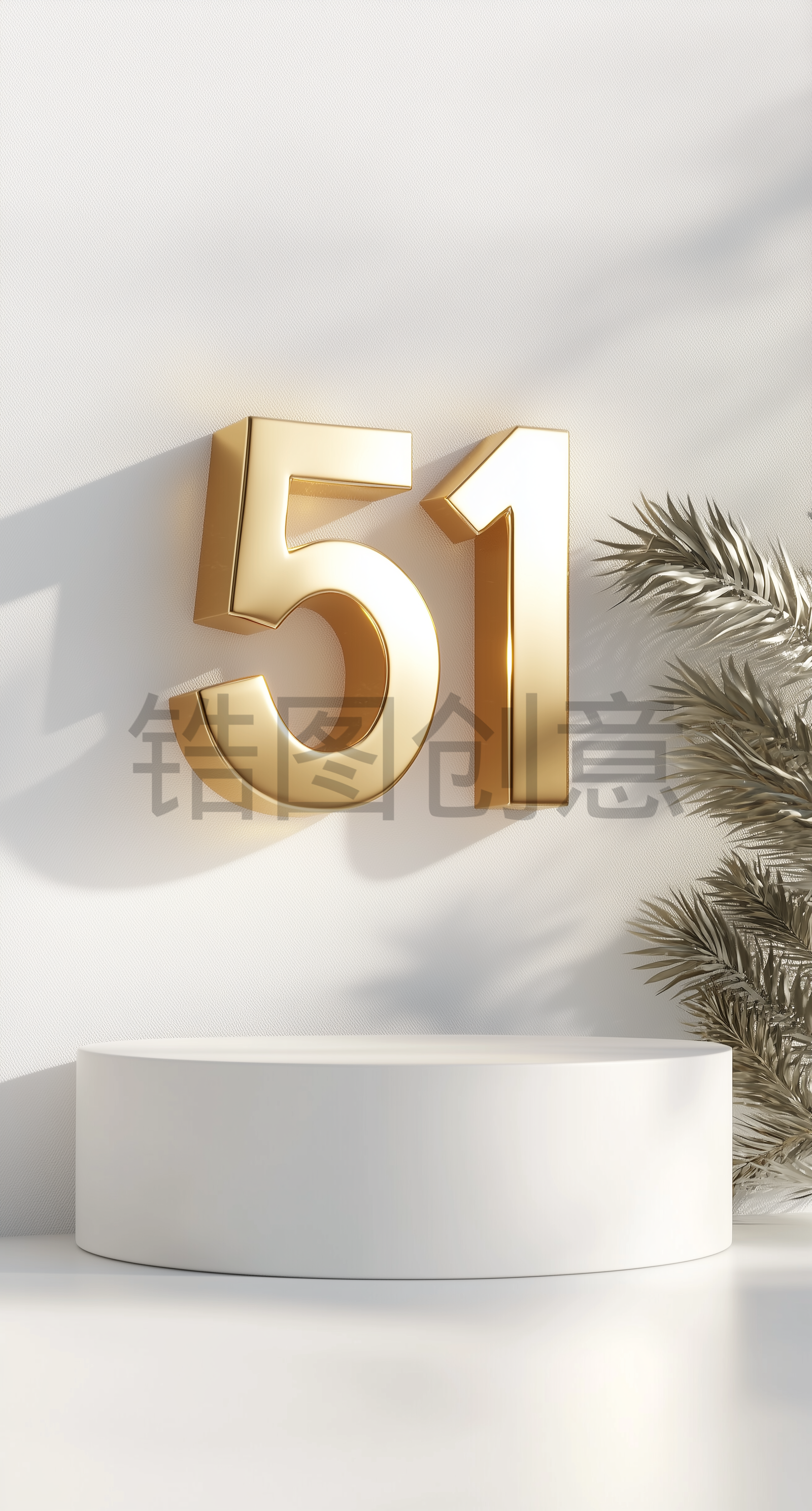 锆图创意-劳动节电商展台3d立体金属数字51元素