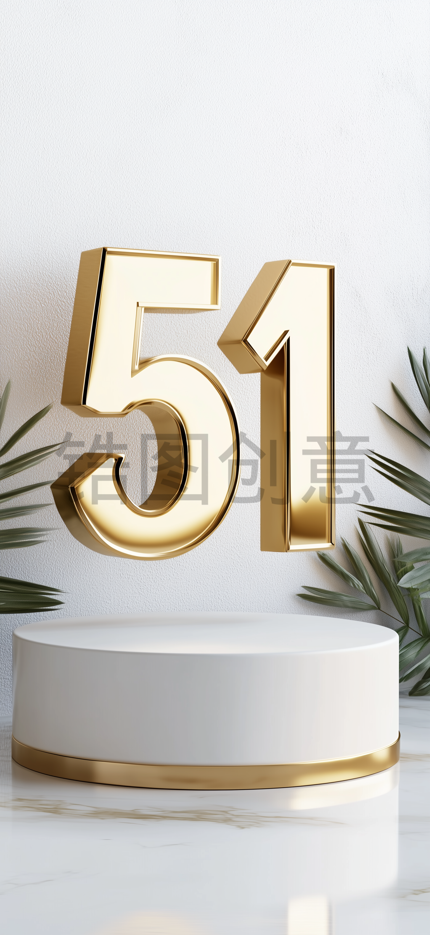 锆图创意-劳动节电商展台3d立体金属数字51元素