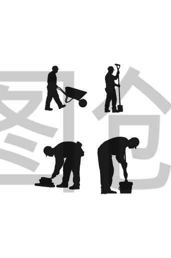 锆图创意-劳动节建筑工人人物剪影