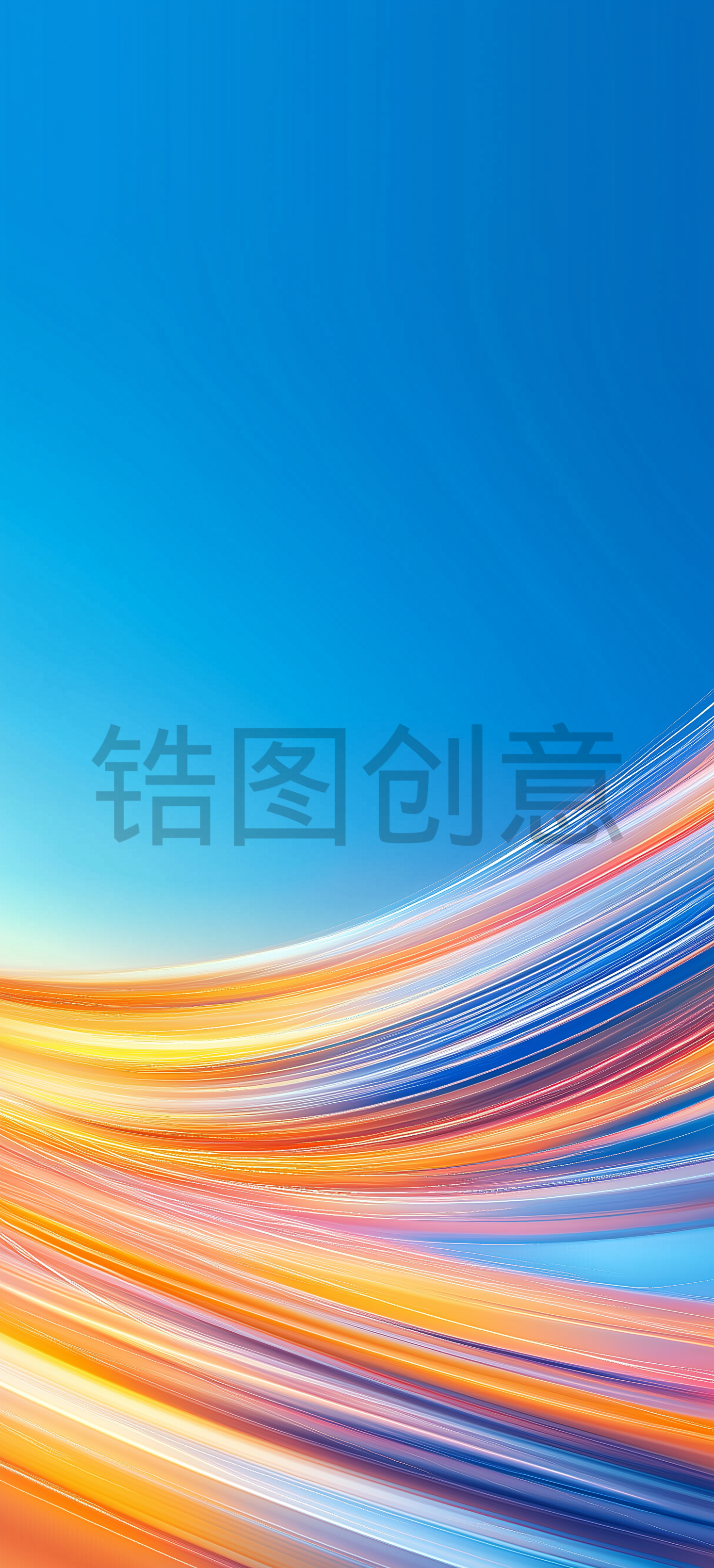 蓝色，橙色，绘画笔触，手机壁纸背景，抽象，速度线条，多彩，幻想