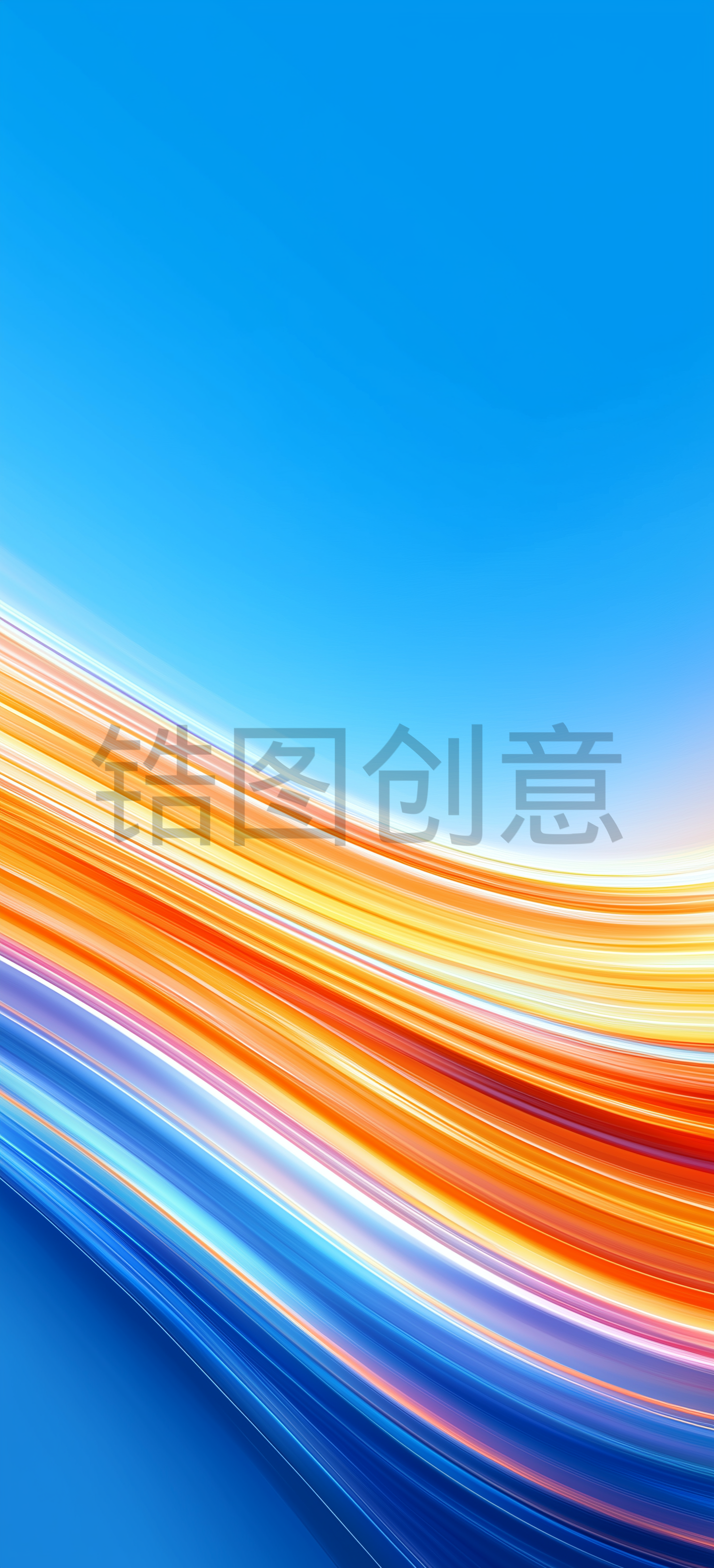蓝色，橙色，绘画笔触，手机壁纸背景，抽象，速度线条，多彩，幻想