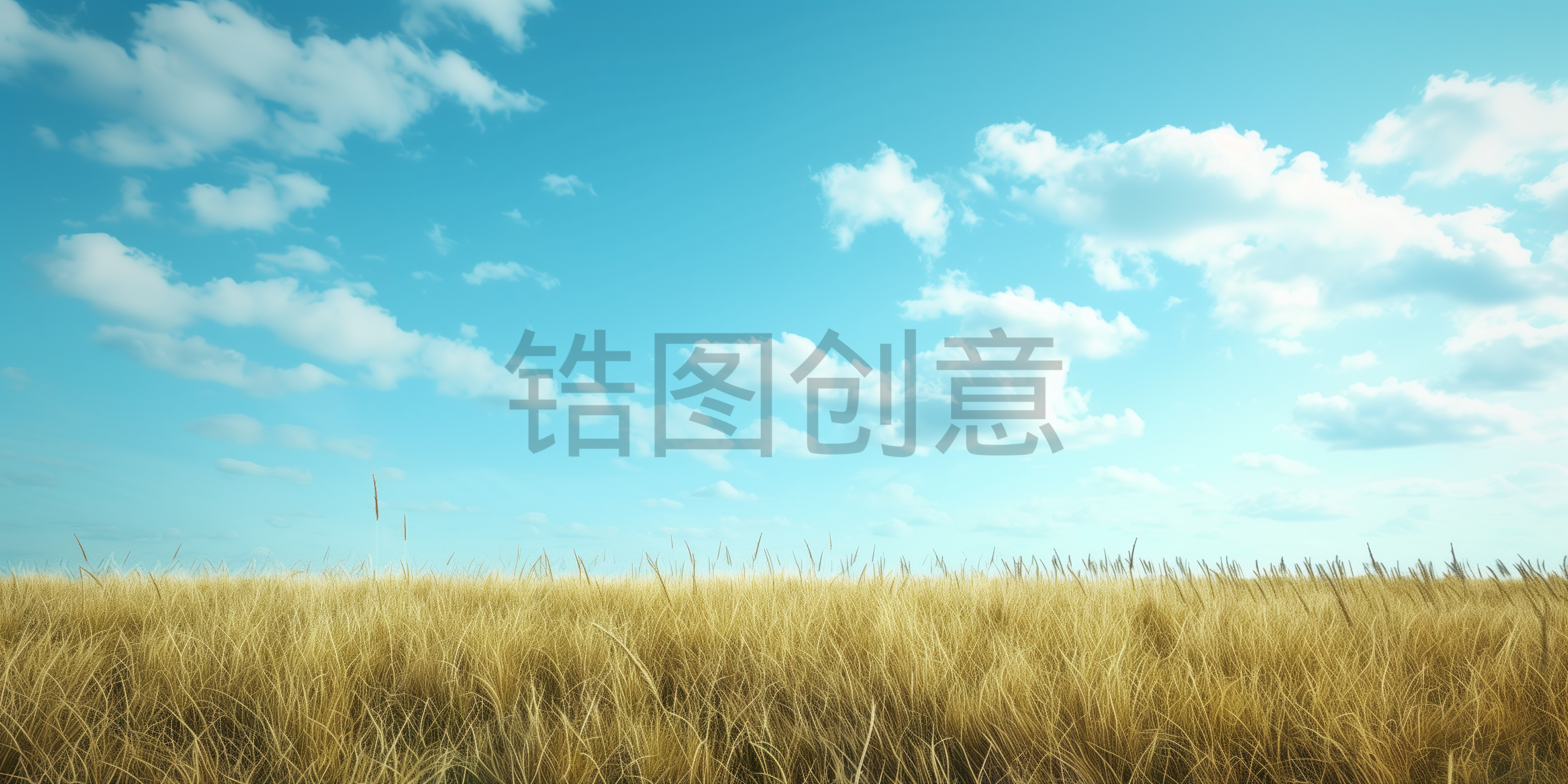 锆图创意-风光系列肌理草地天空背景