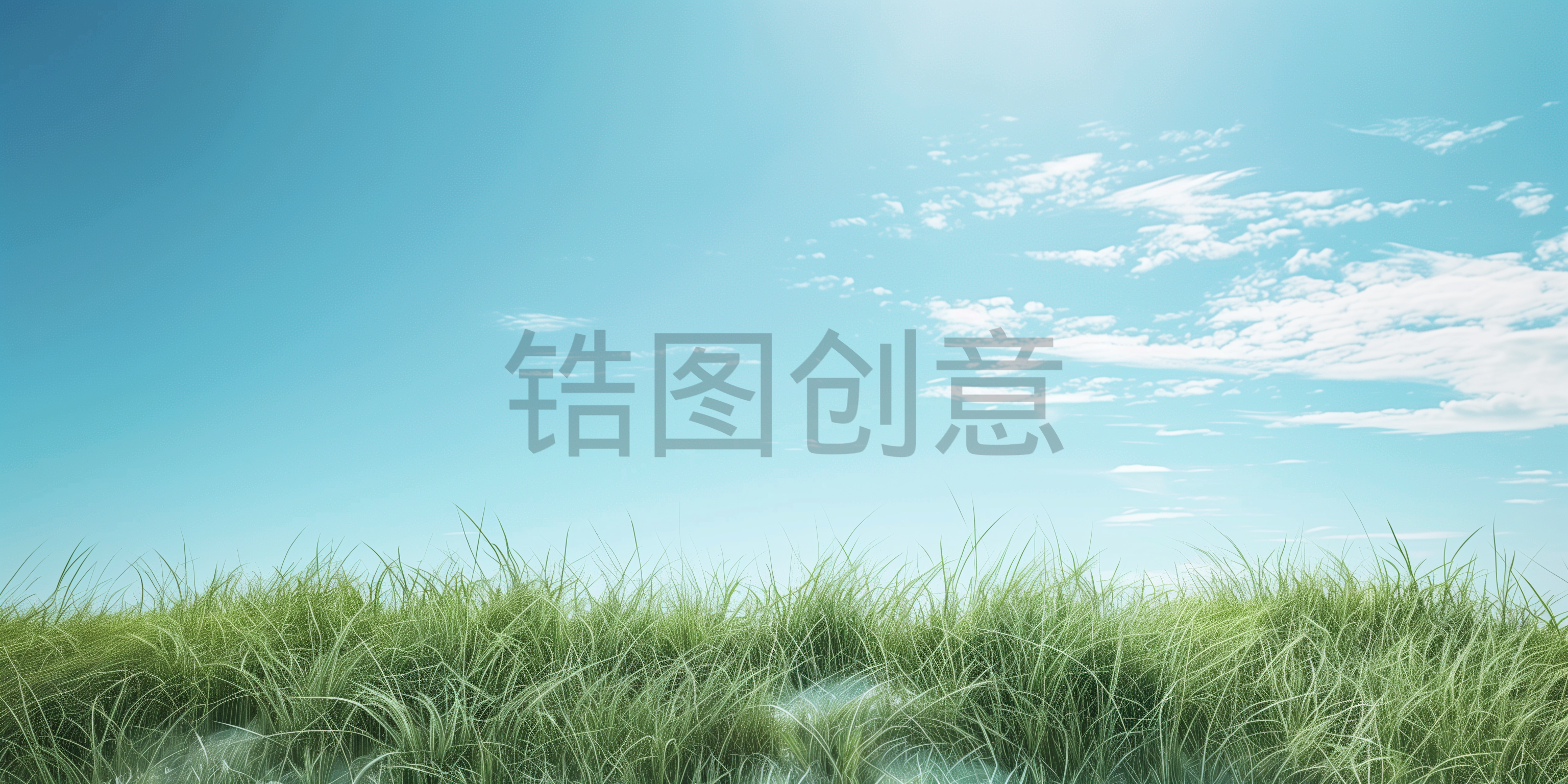 锆图创意-风光系列肌理草地天空背景
