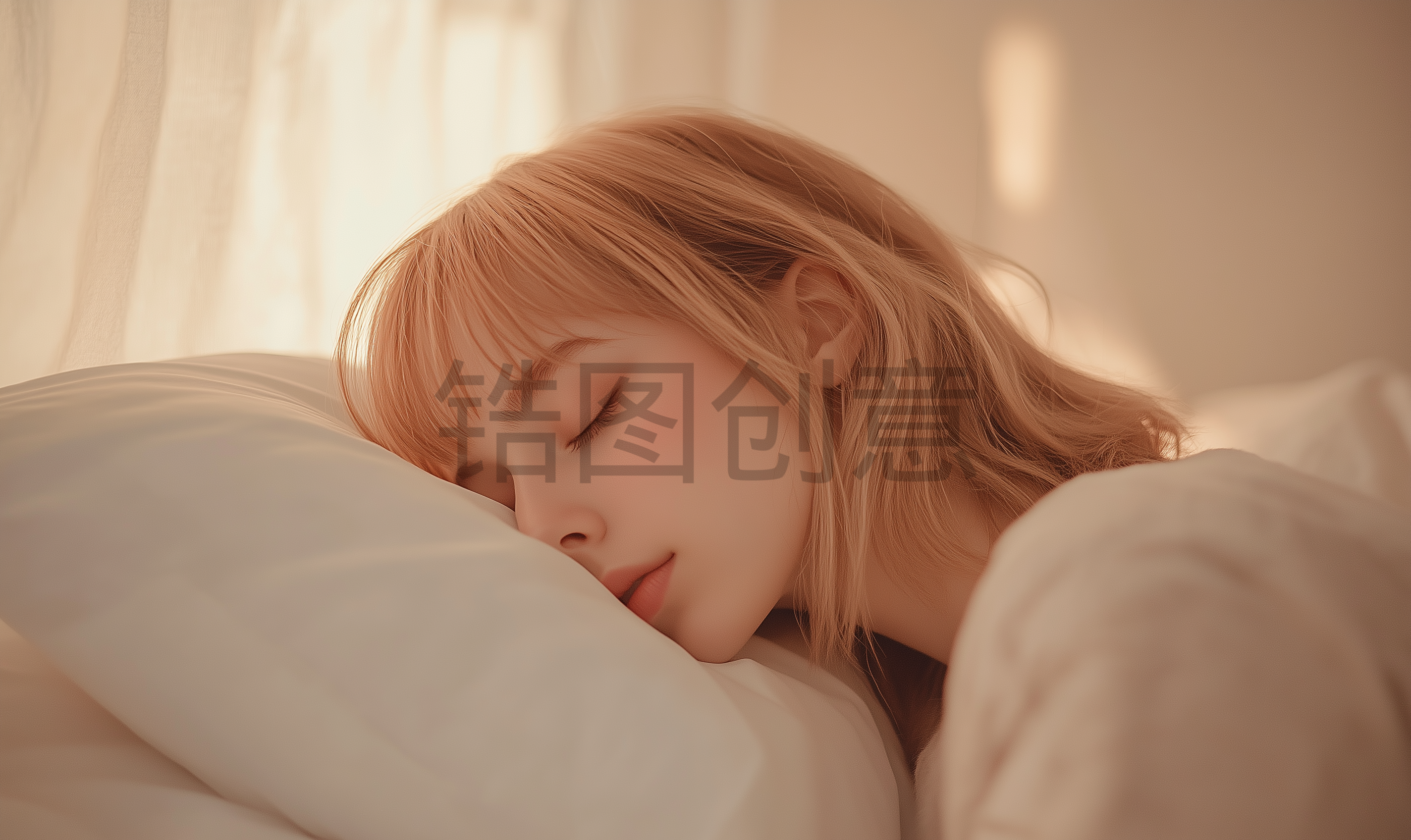 熟睡睡觉中女生的女模特