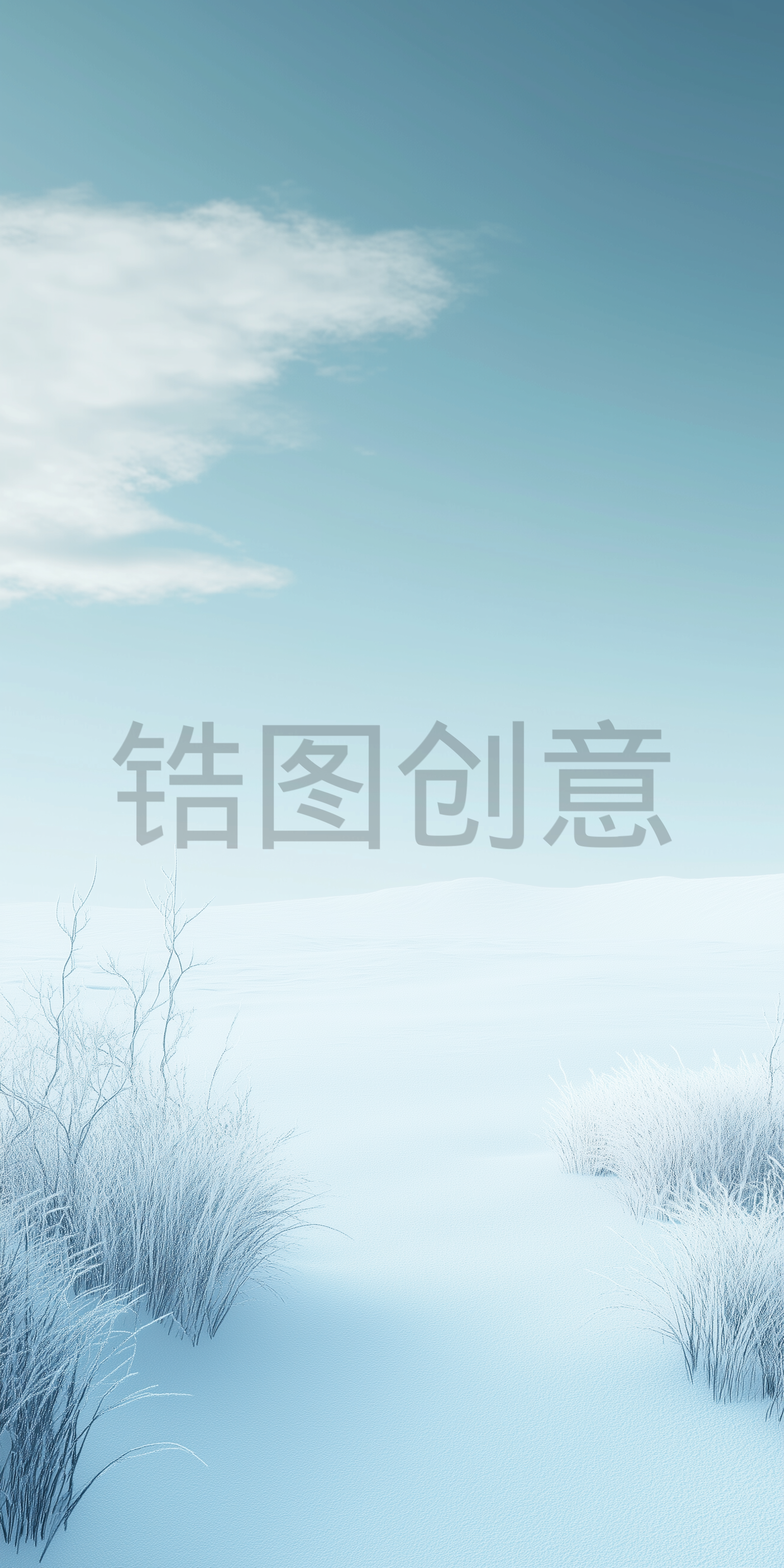 锆图创意-冬日冬天辽阔风光系列肌理草地天空背景