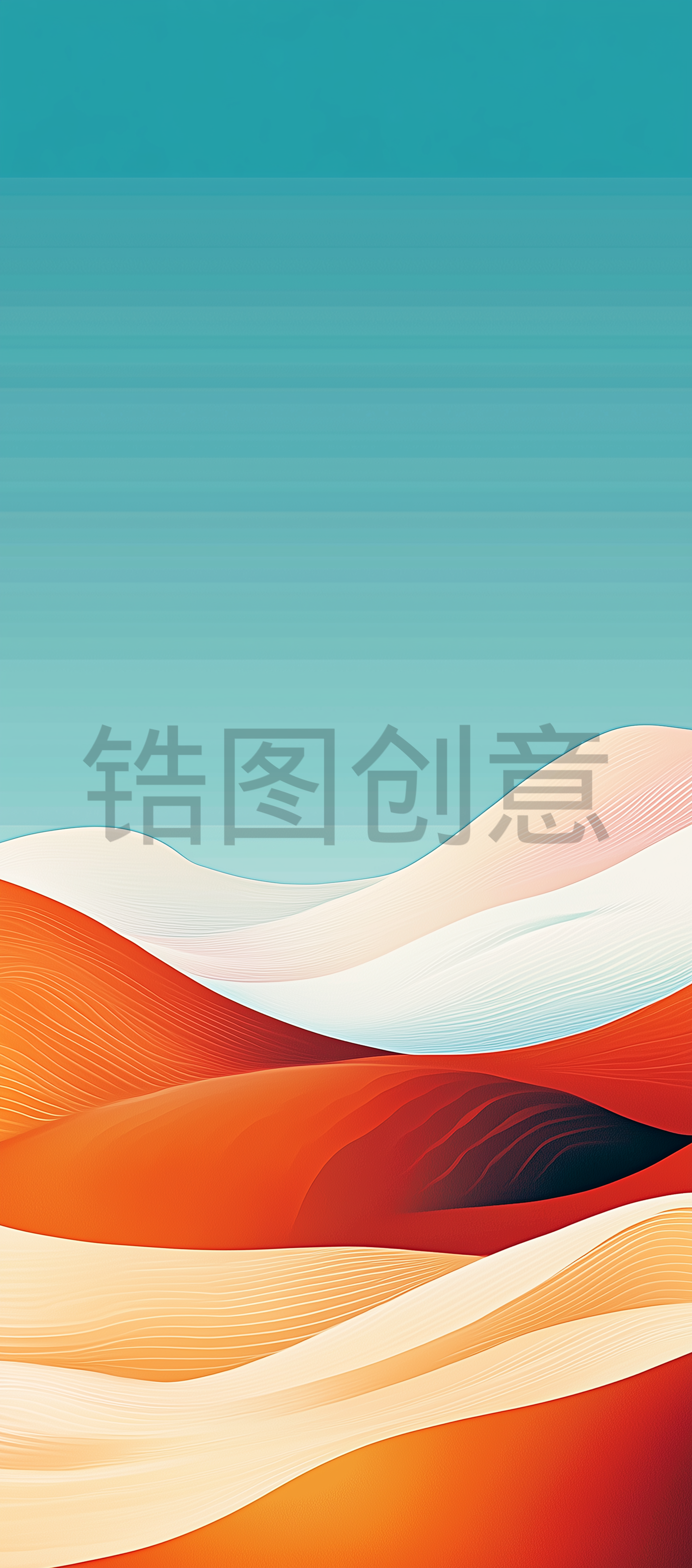 抽象背景，蓝色和橙色， 蓝天，山丘，彩色背景，曲线
