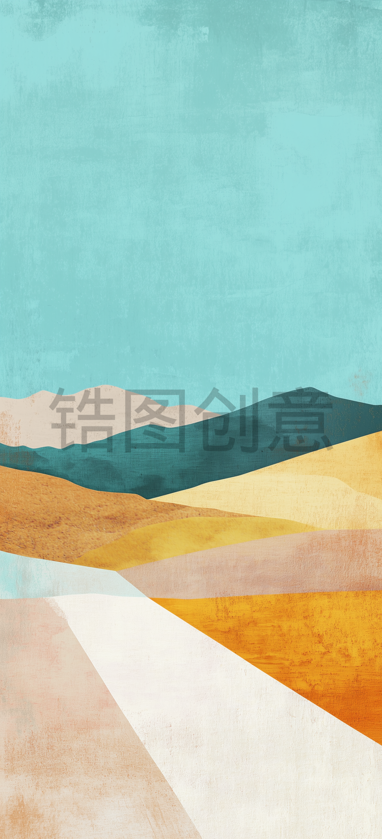 蓝天，山丘，美丽风景，彩色背景，抽象背景，景色，简单，插画风景