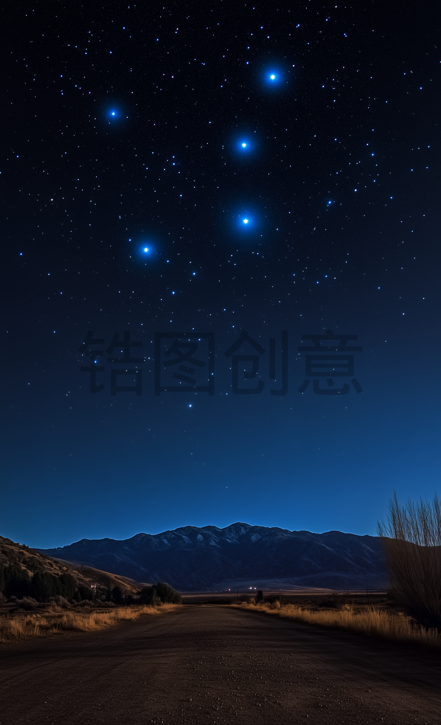 大自然夜晚户外公路夜空星空