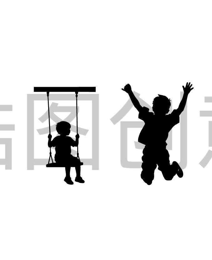锆图创意-61儿童节小孩人物剪影