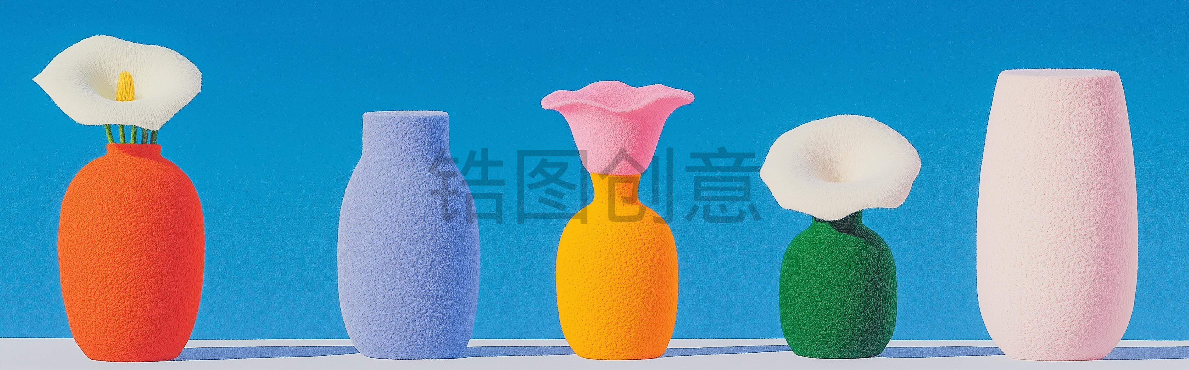 静物，羊毛绒风格，花瓶，羊毛毡，质地柔软，插图，艺术