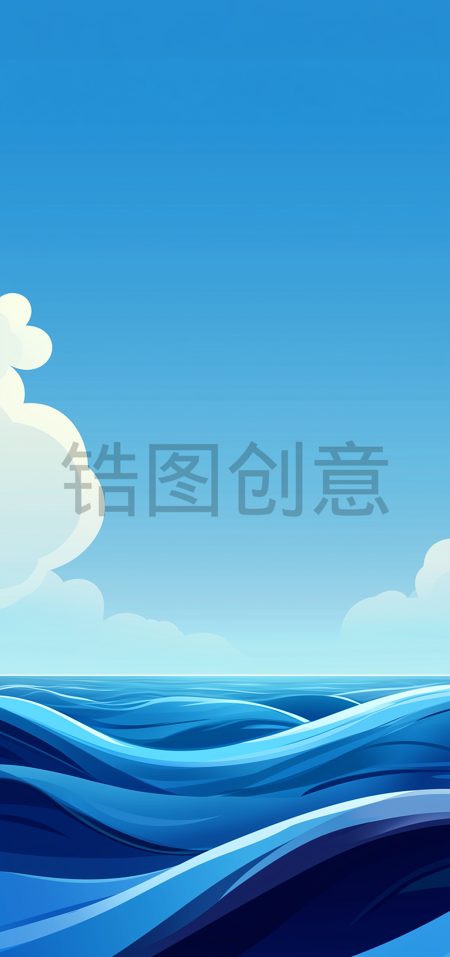蓝色海面水面蓝天自然风景插图素材