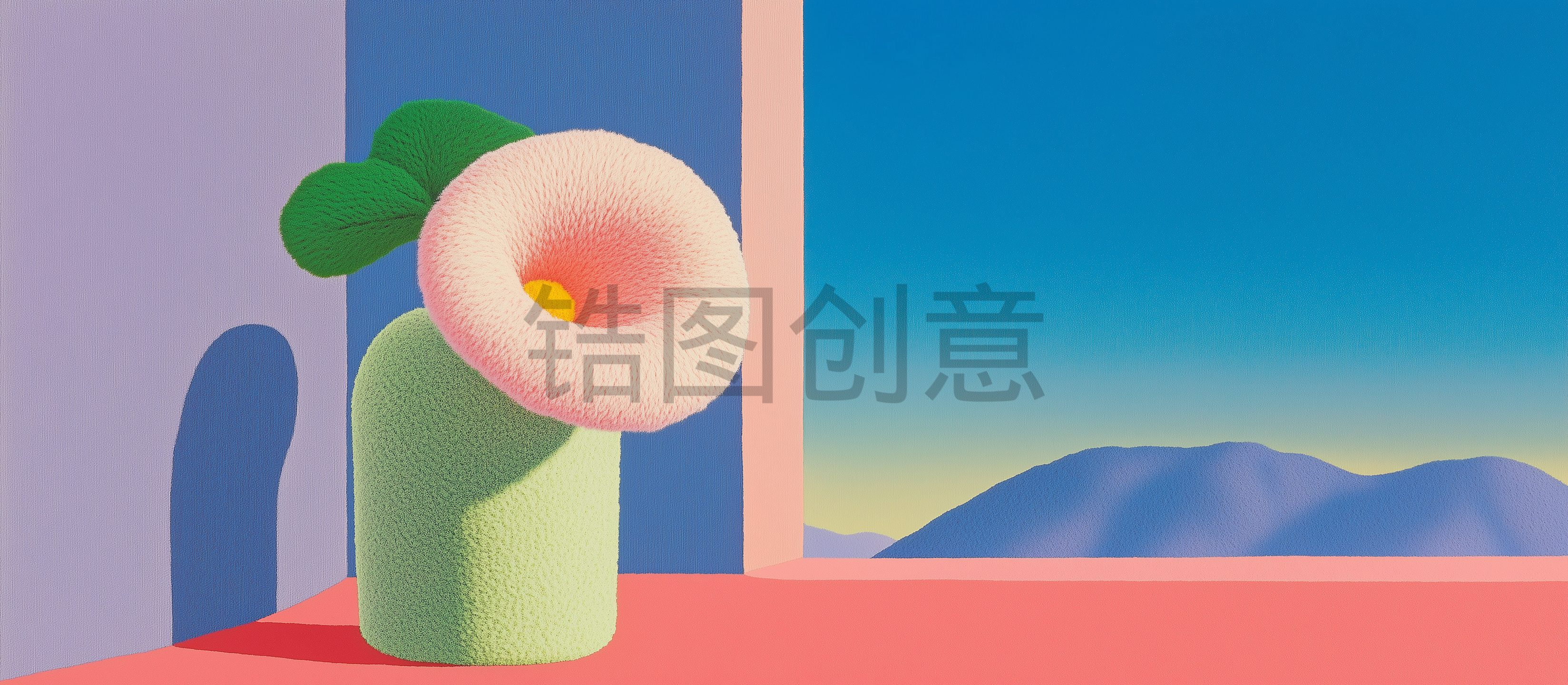 静物，羊毛绒风格，花瓶，羊毛毡，质地柔软，插图，艺术