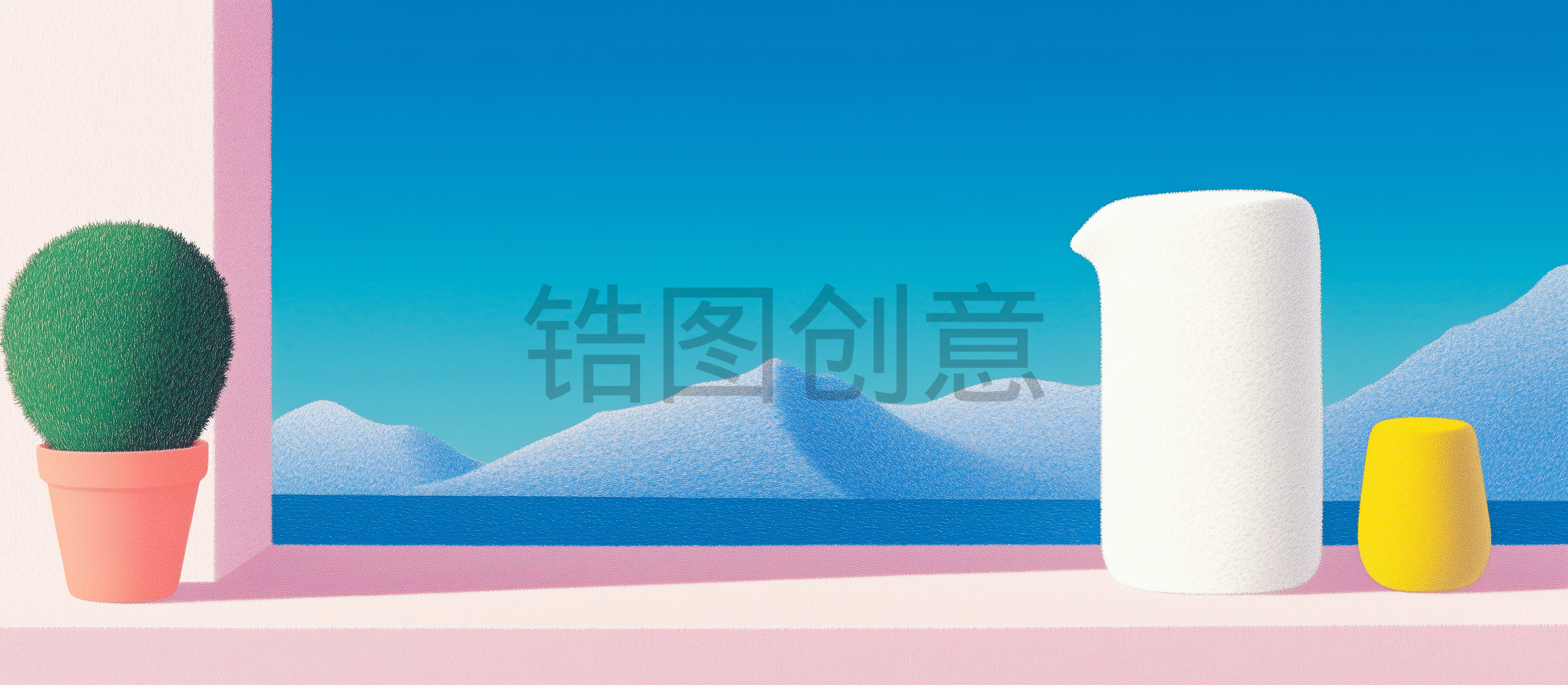 静物，羊毛绒风格，花瓶，羊毛毡，质地柔软，插图，艺术