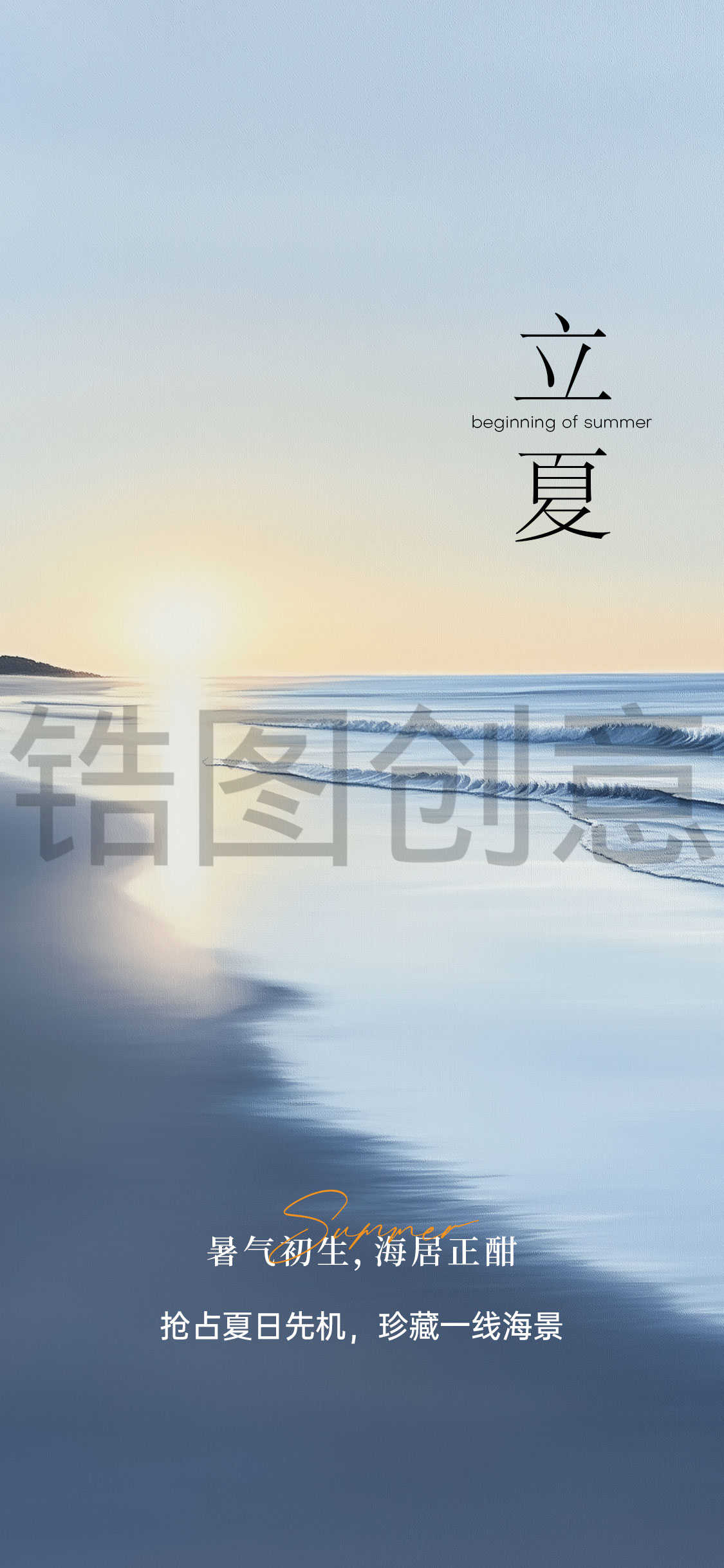 地产海边项目立夏夏至节气海报