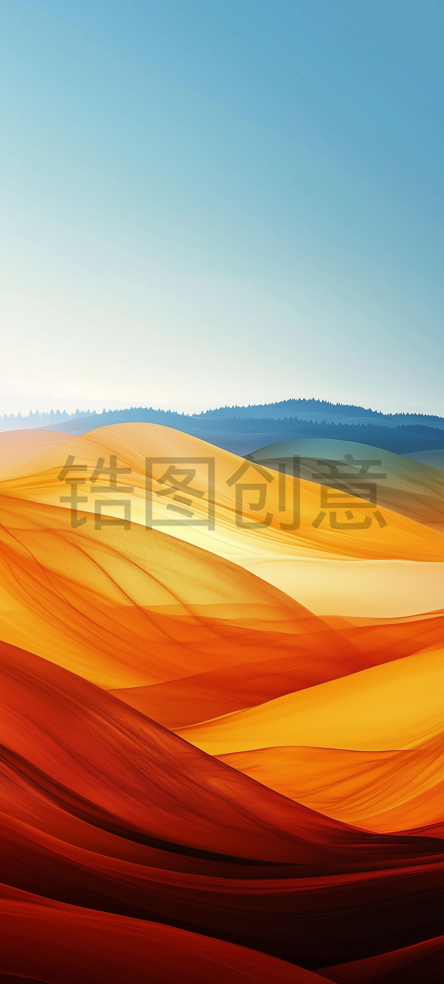 抽象背景，蓝色和橙色彩色背景，曲线，合成背景