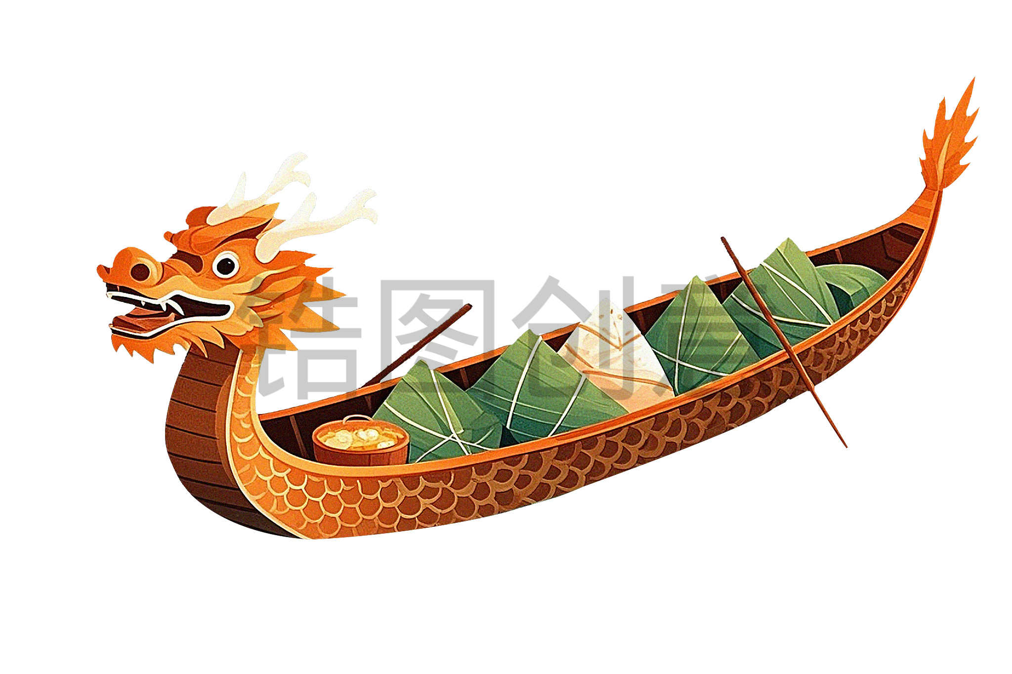 锆图创意-端午节龙舟粽子免扣元素