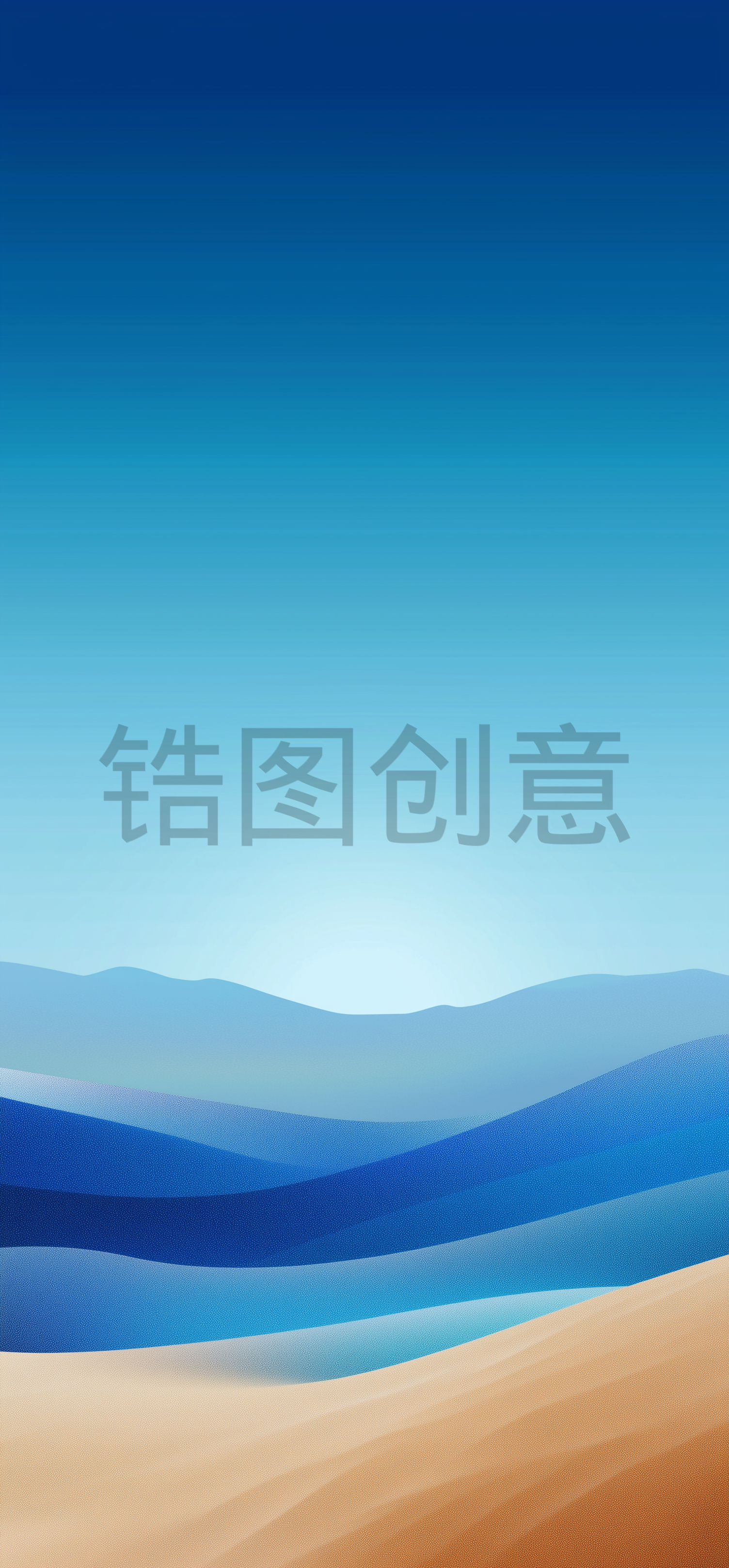 极简风格，沙漠，沙丘，夜间，蓝天，星空，夜空，壁纸，插图