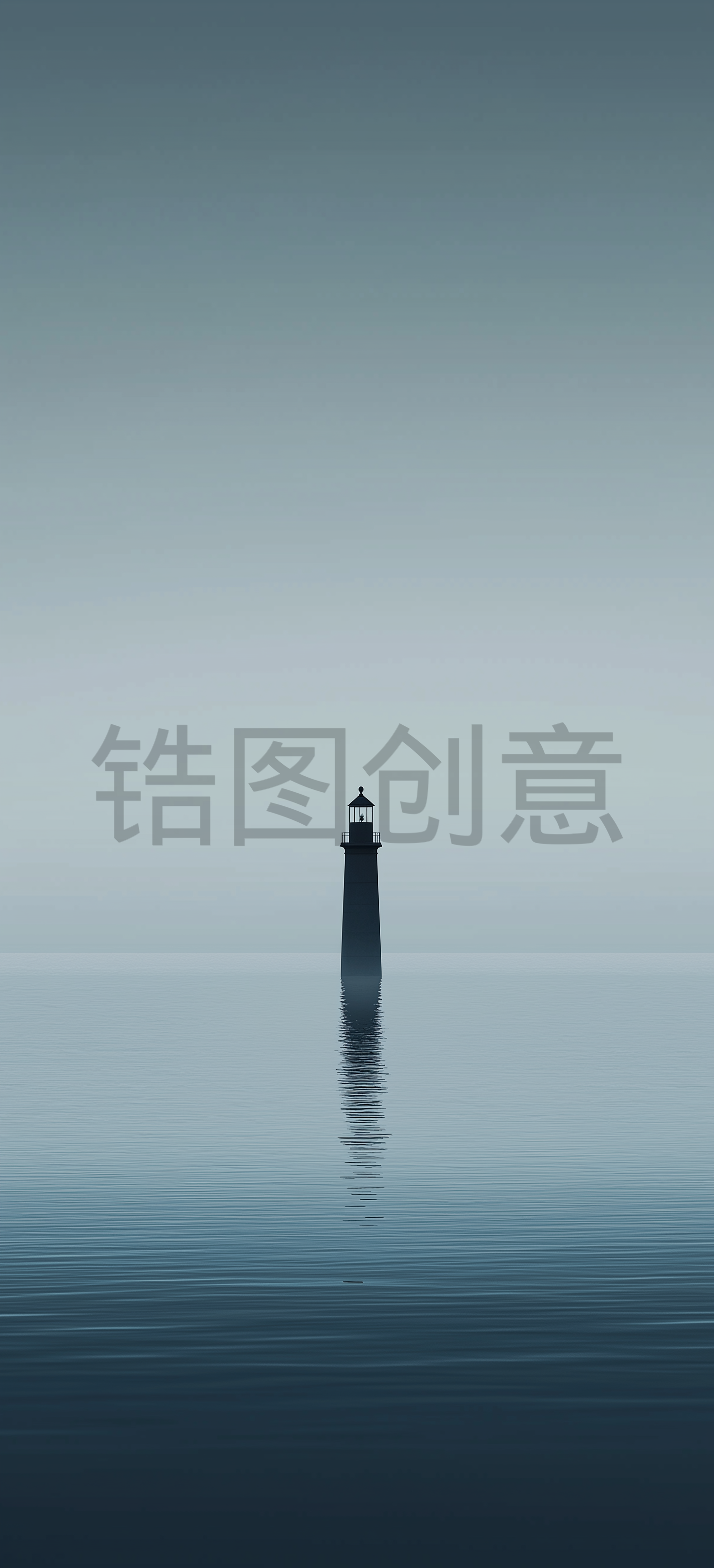 锆图创意-夜空天空下海上灯塔指明灯方向塔背景