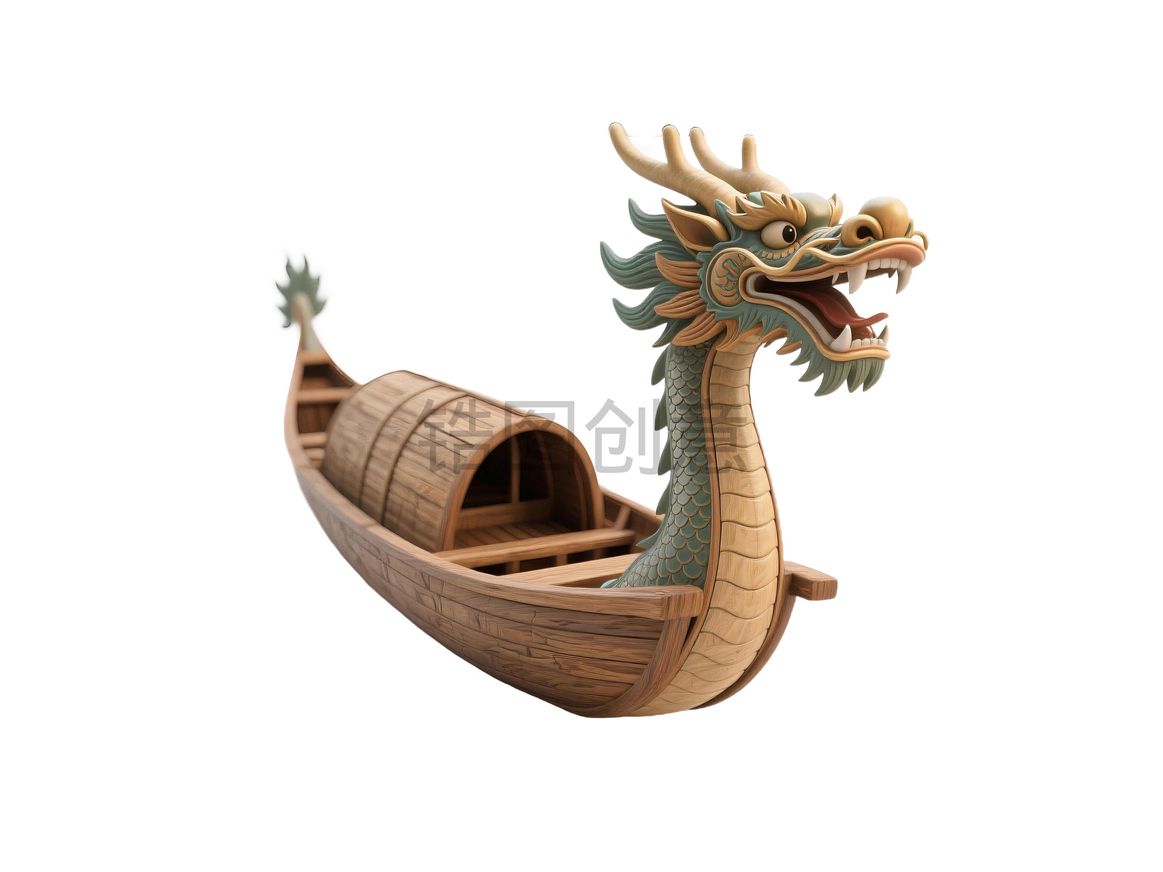 锆图创意-端午节3d龙舟免扣元素