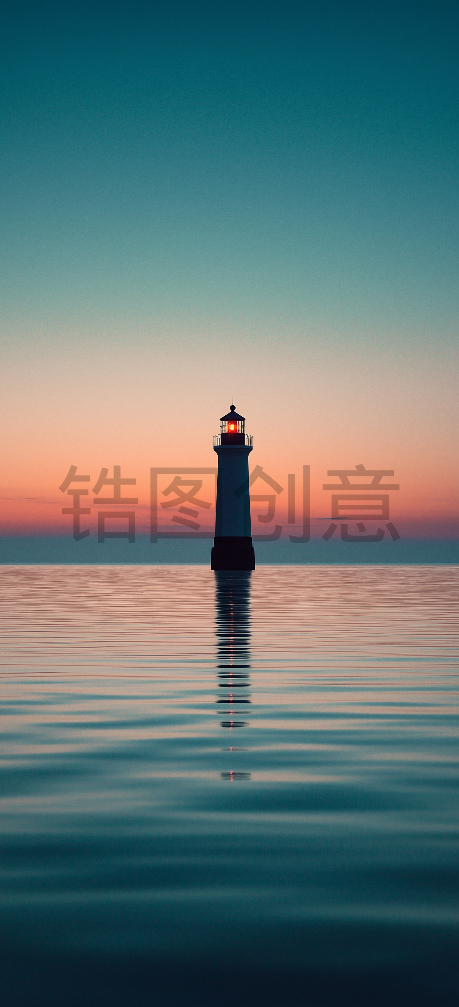 锆图创意-夕阳下海上灯塔指明灯方向塔背景