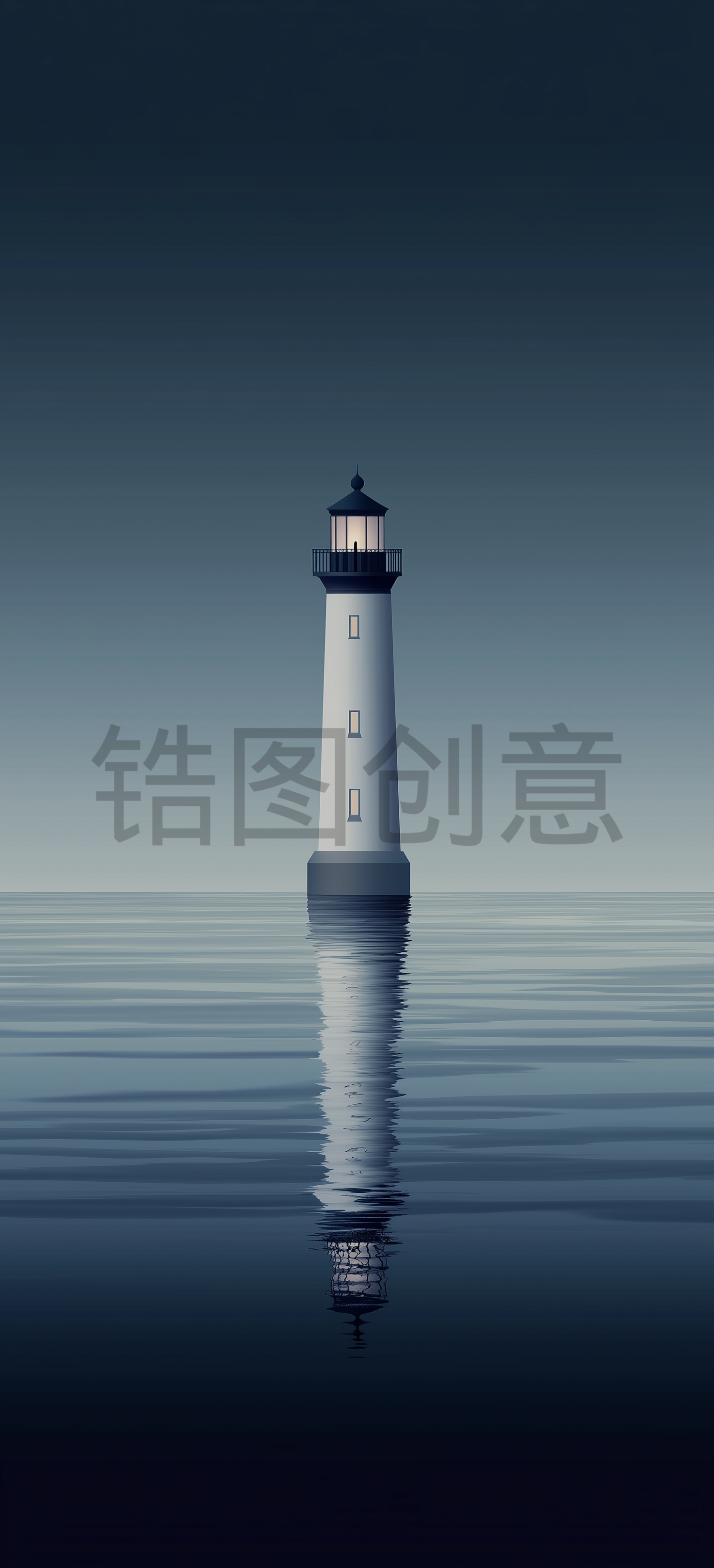 锆图创意-夜空天空下海上灯塔指明灯方向塔背景
