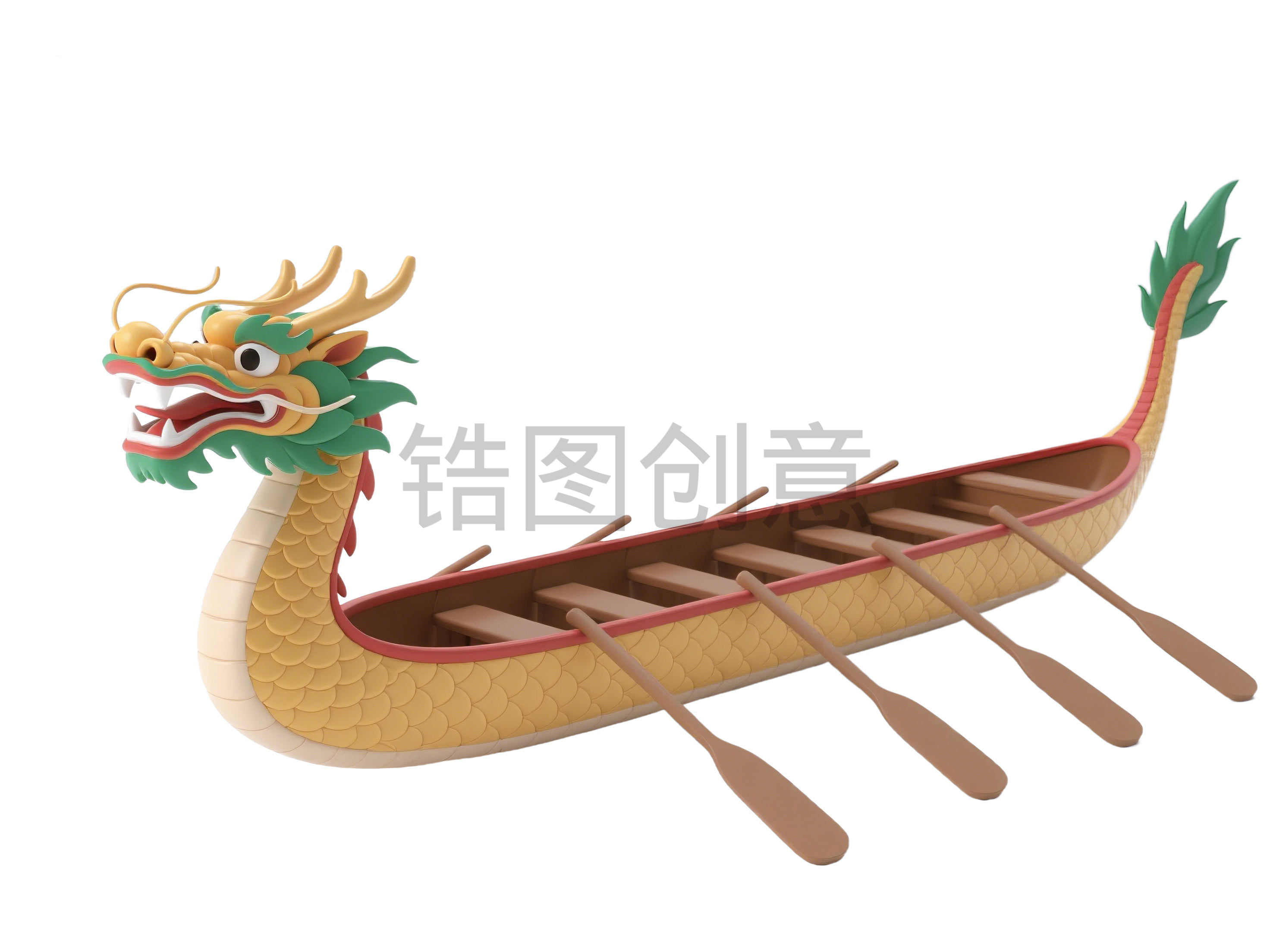 锆图创意-端午节3d龙舟免扣元素