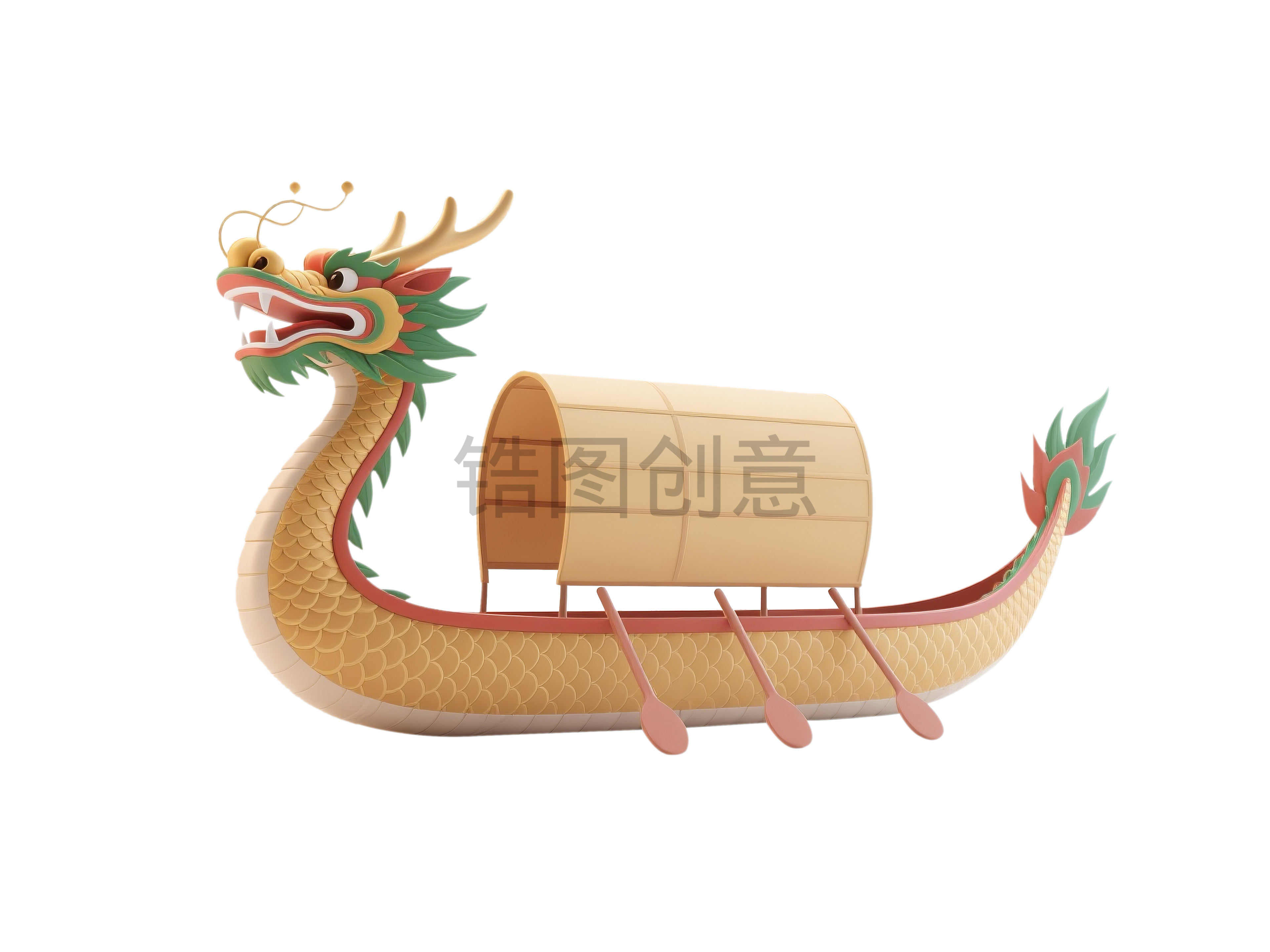 锆图创意-端午节龙舟龙船3d免扣元素