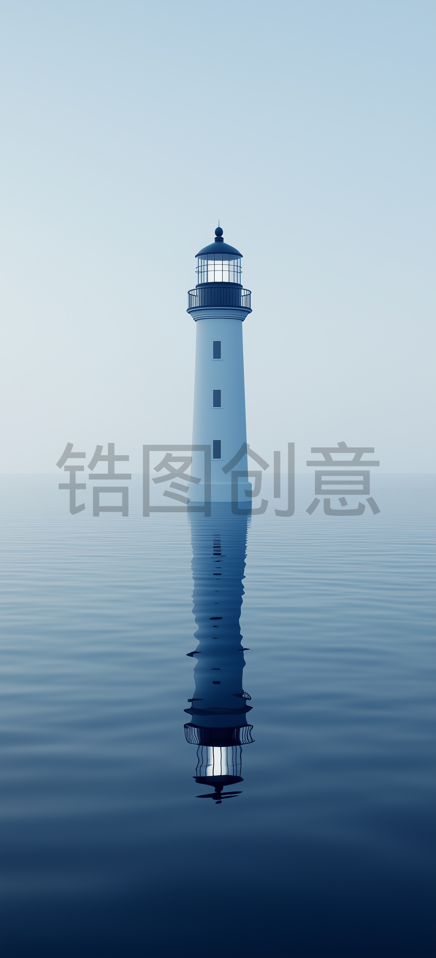锆图创意-夜空天空下海上灯塔指明灯方向塔背景