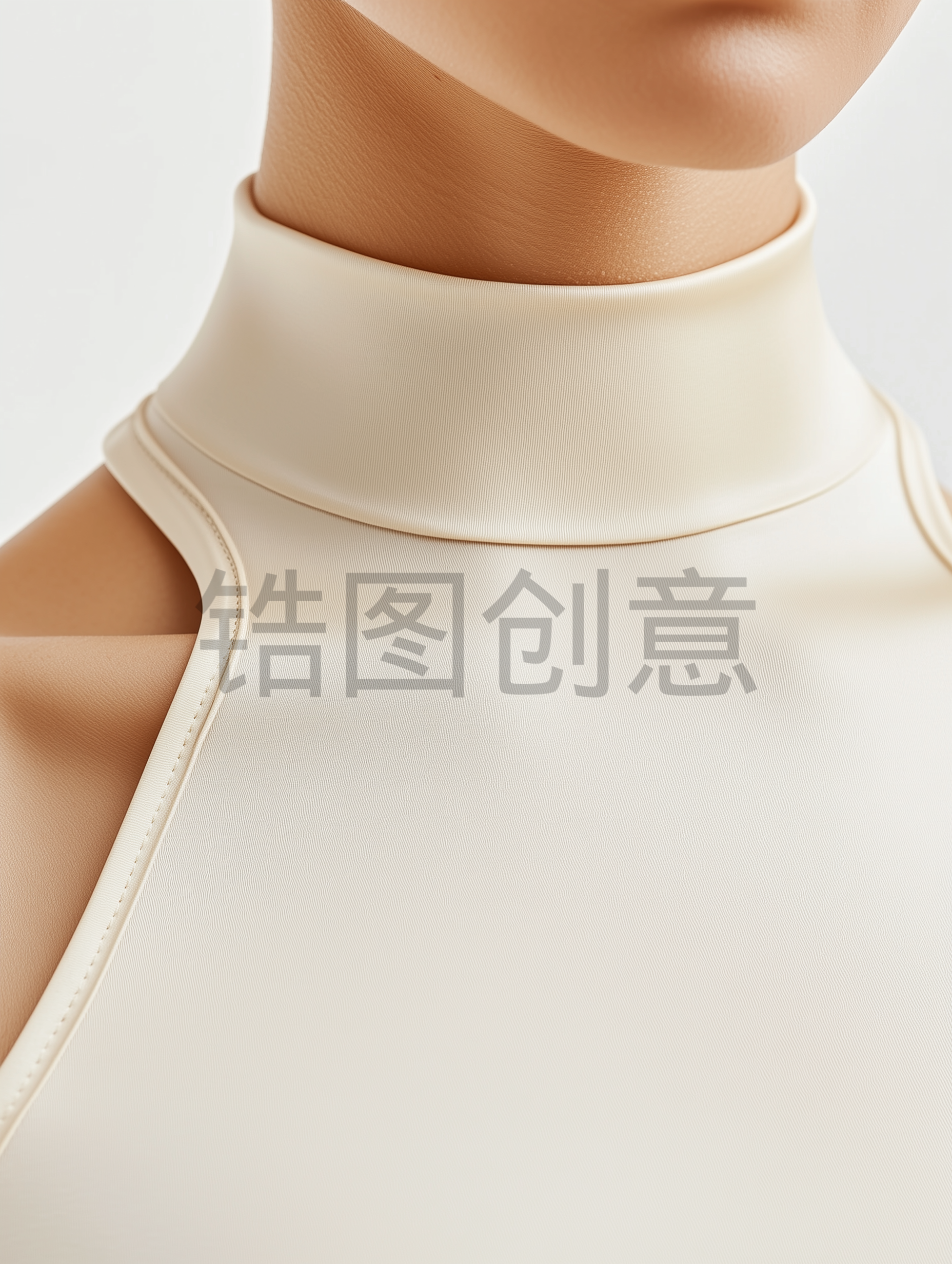 米色上衣的特写，极简风格，模特，健身服，紧身