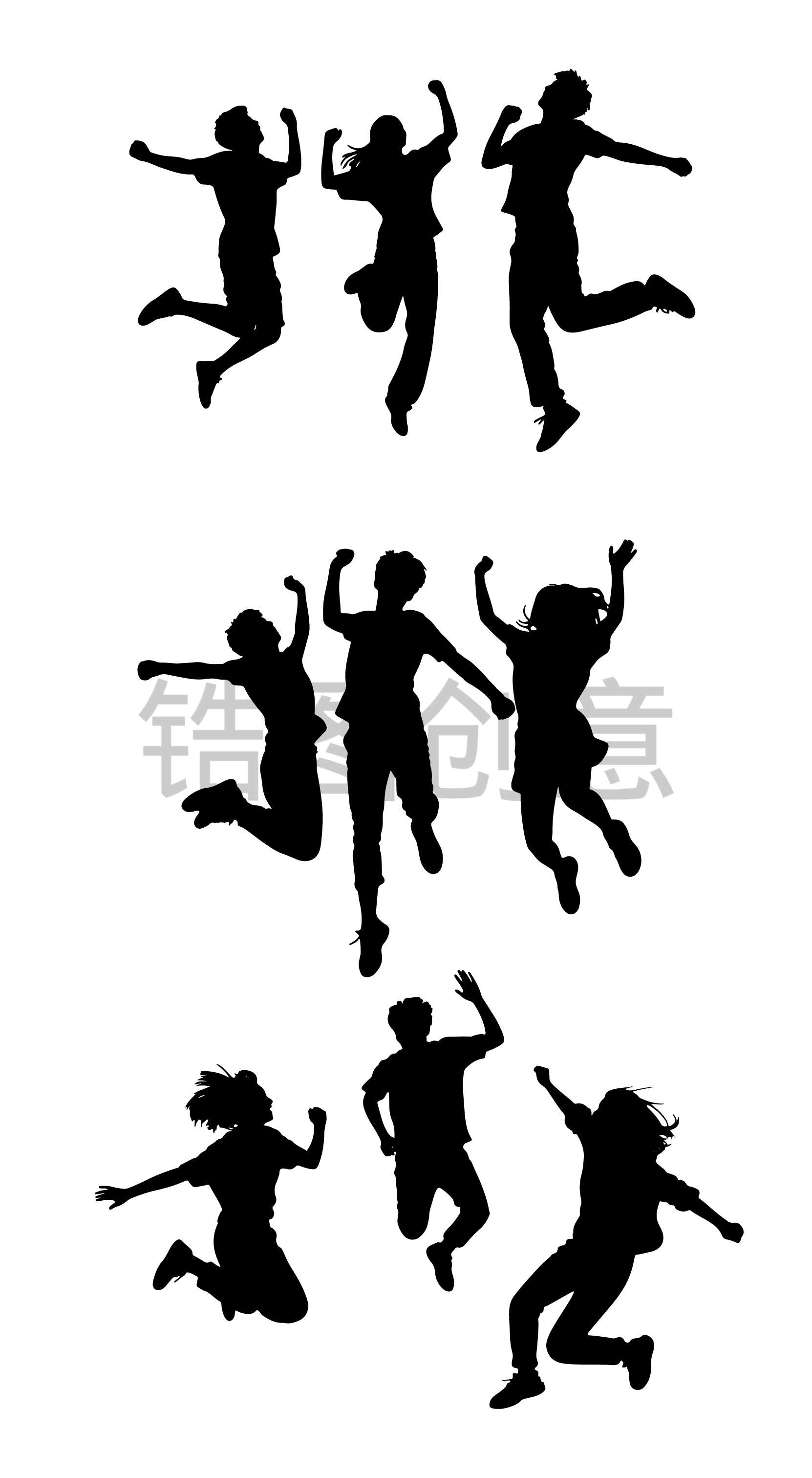锆图创意-青年节青年跳跃青春活力人物剪影