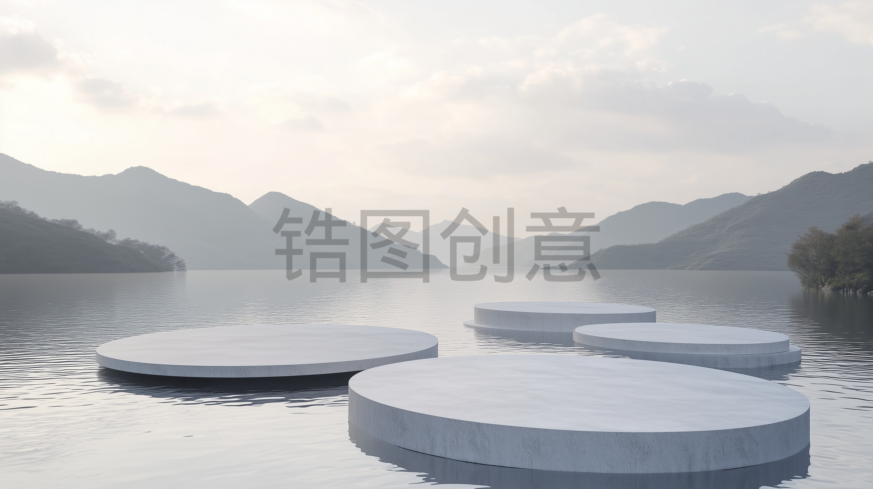 锆图创意-紫色水波波纹电商场景产品背景